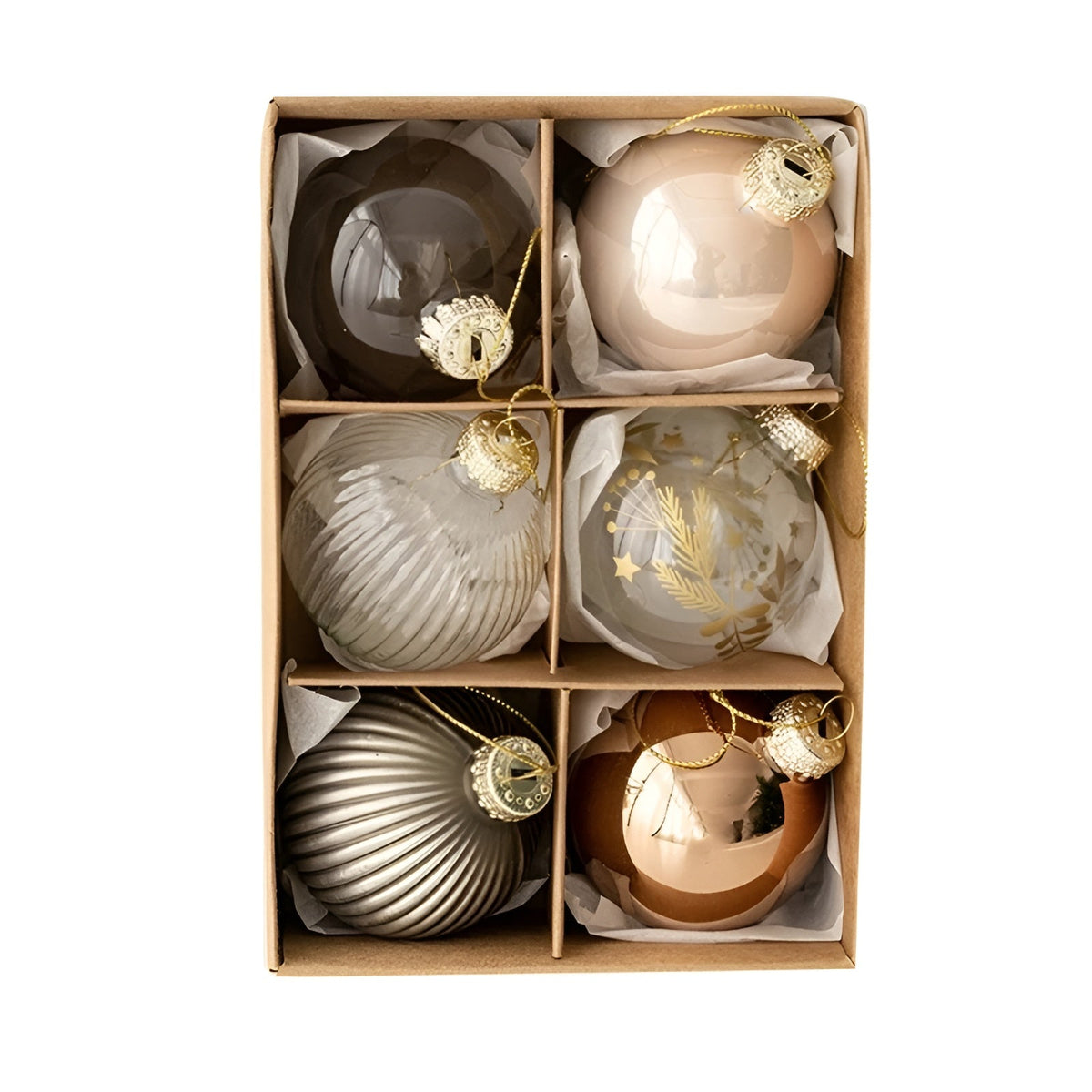Glas Christbaumkugeln Set (6 Stück) – Elegant und Glänzend | Perfekt für Weihnachtsbaum & Deko - Saisonale Dekoration