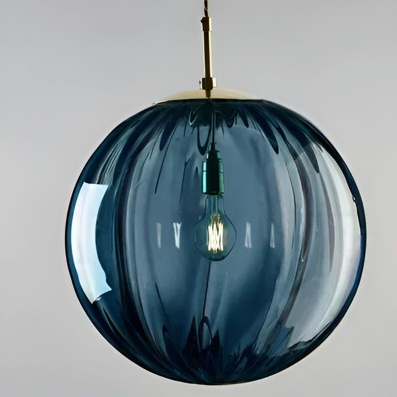 Glasball LED Hängeleuchte – ordic Glasball Design | Stilvolle Wohnräume - Blau / 15cm - Pendelleuchte
