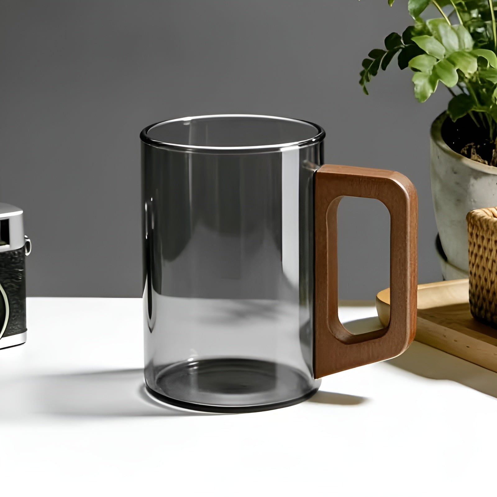 Glasbecher-Set mit Holzgriff – Hitzebeständig und Stilvoll | Perfekt für Tee Wasser und Gästebewirtung - Glasbecher-Set