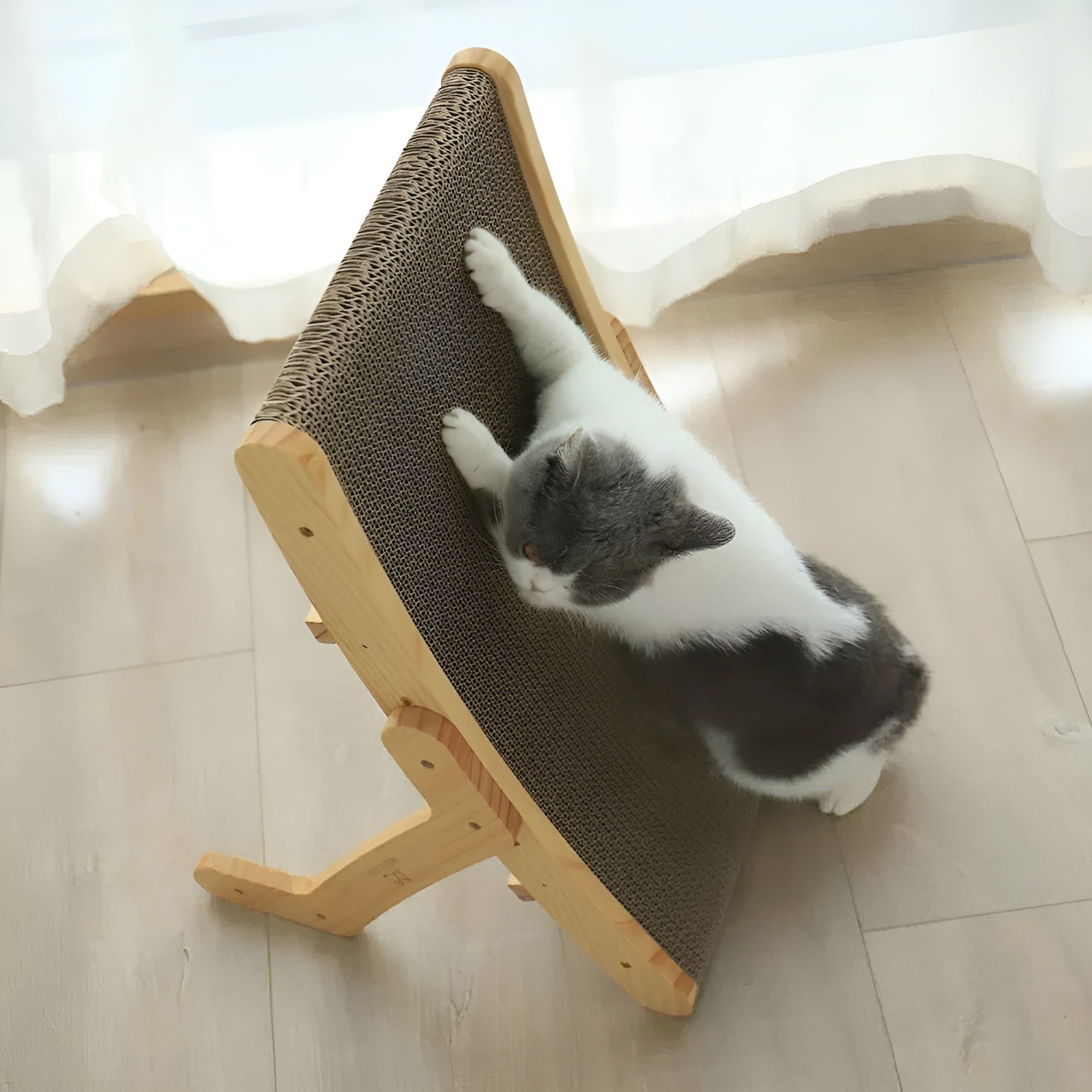 PurrPlay Board - Multifunktionales Abnehmbares Katzenkratzbrett aus Holz - Elegare