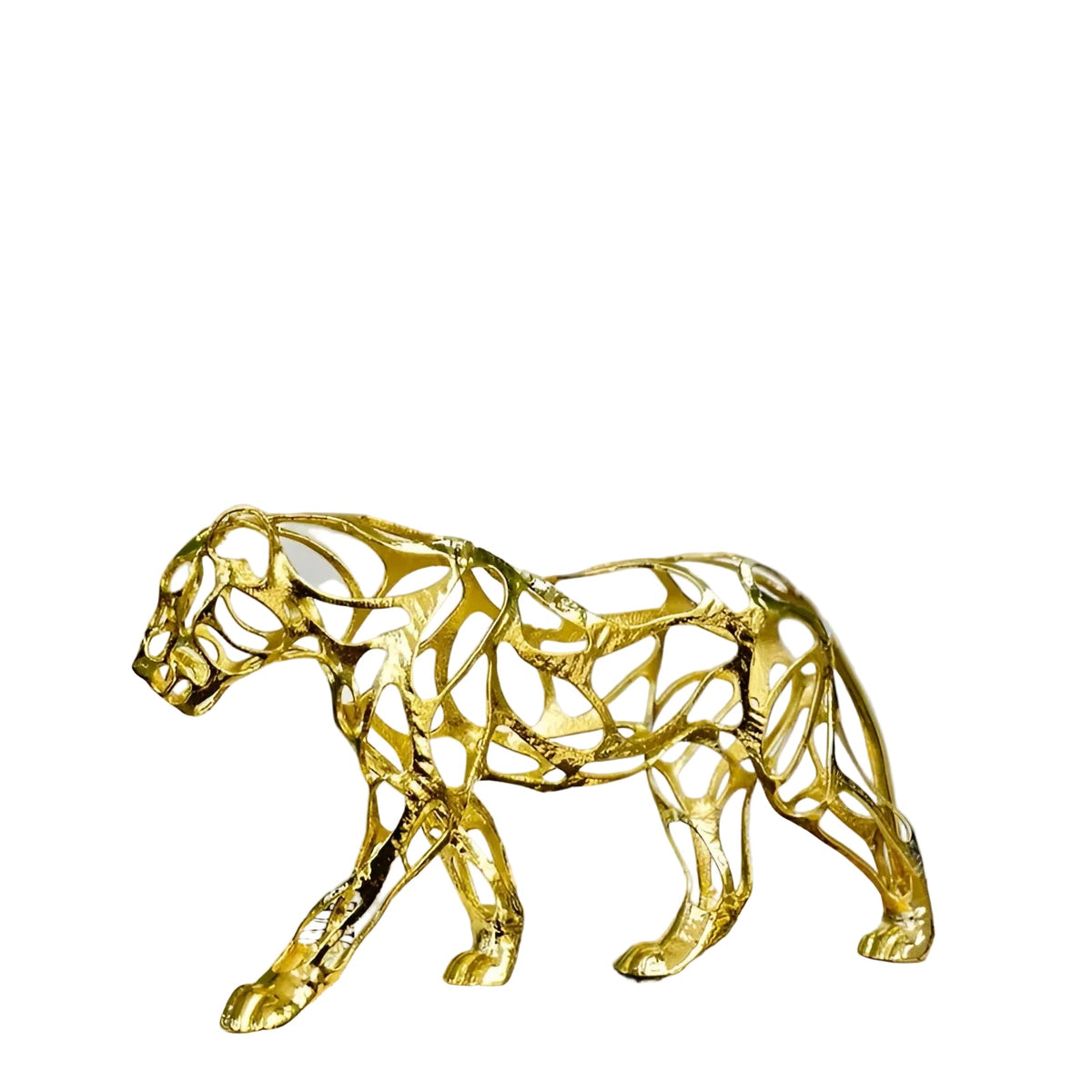 Goldene Leopard Skulptur aus Metall – Elegante & Dekorative Wohnraum-Deko | Luxuriöser Blickfang für Wohnzimmer