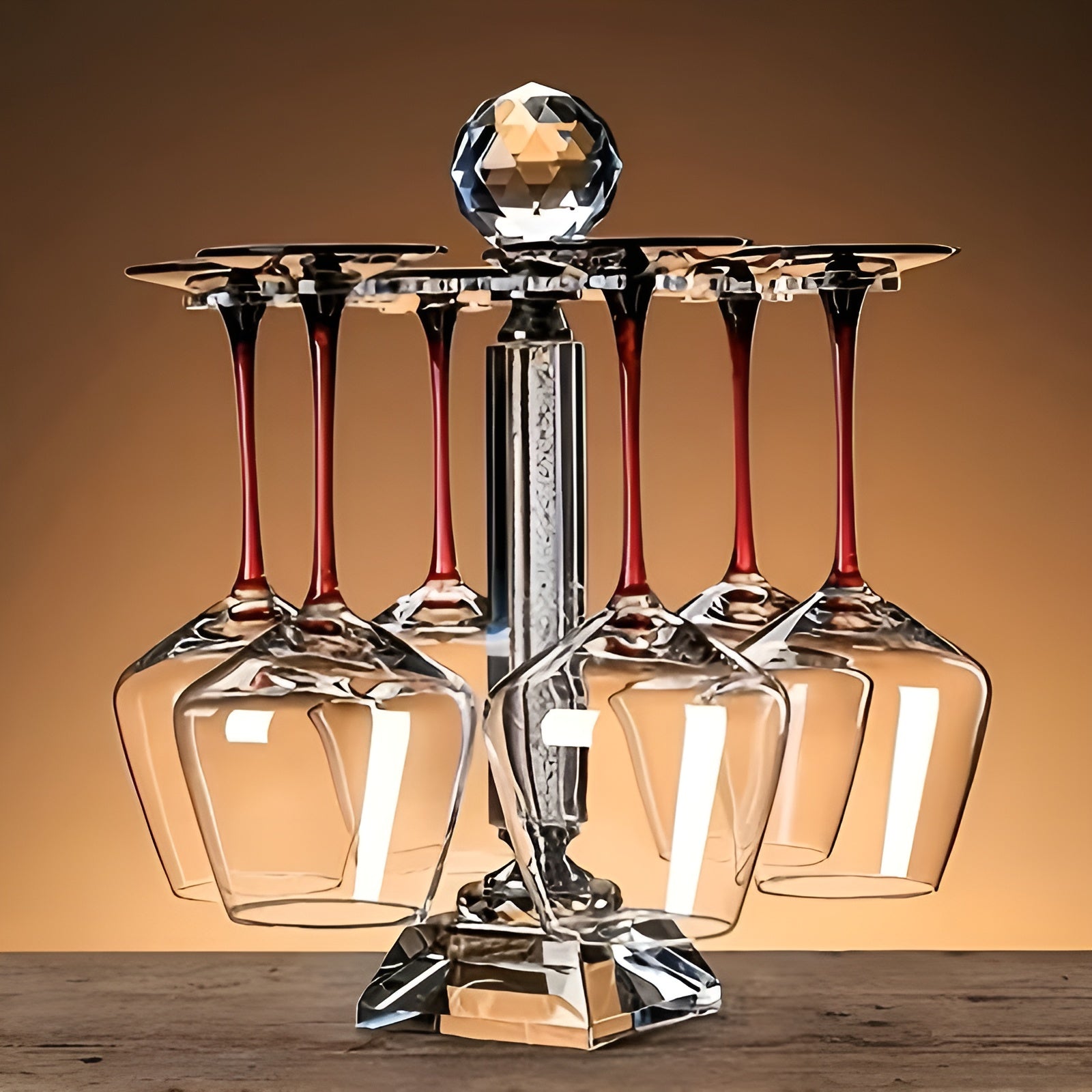 Gothisches Kristall-Rotweinglas-Set – 6 Schwarze Goldverzierte Weingläser - Weinglas