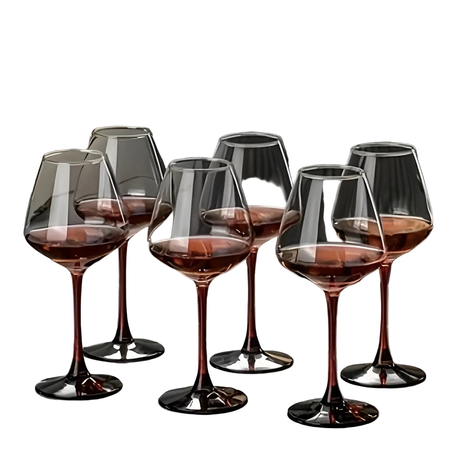 Gothisches Kristall-Rotweinglas-Set – 6 Schwarze Goldverzierte Weingläser - Weinglas