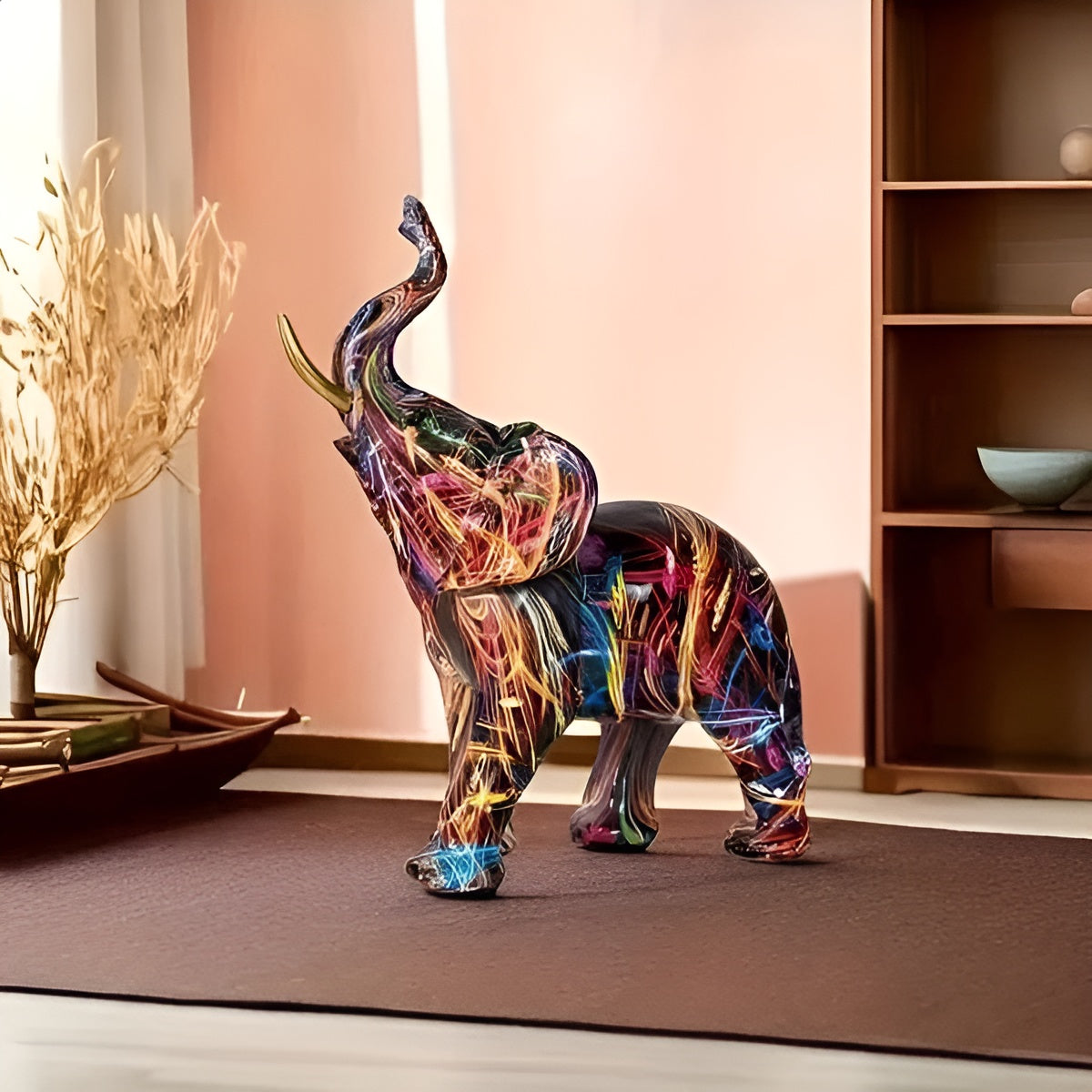 Graffiti Elefant Figur – Kreative Kunstdekoration für Wohnzimmer und Büro - Dekorative Figur