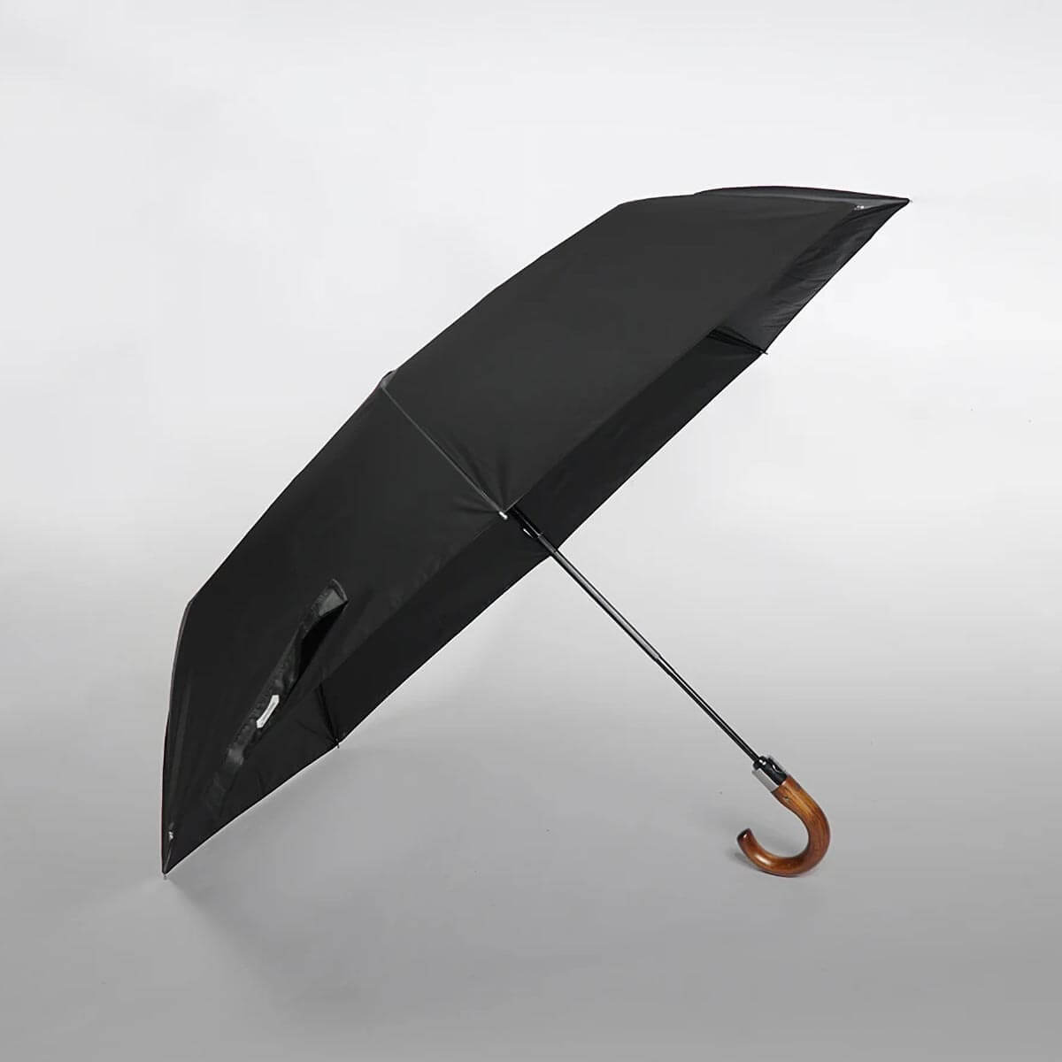 Großer Automatik-Taschenschirm mit Holzgriff – 122 cm - Regenschirme