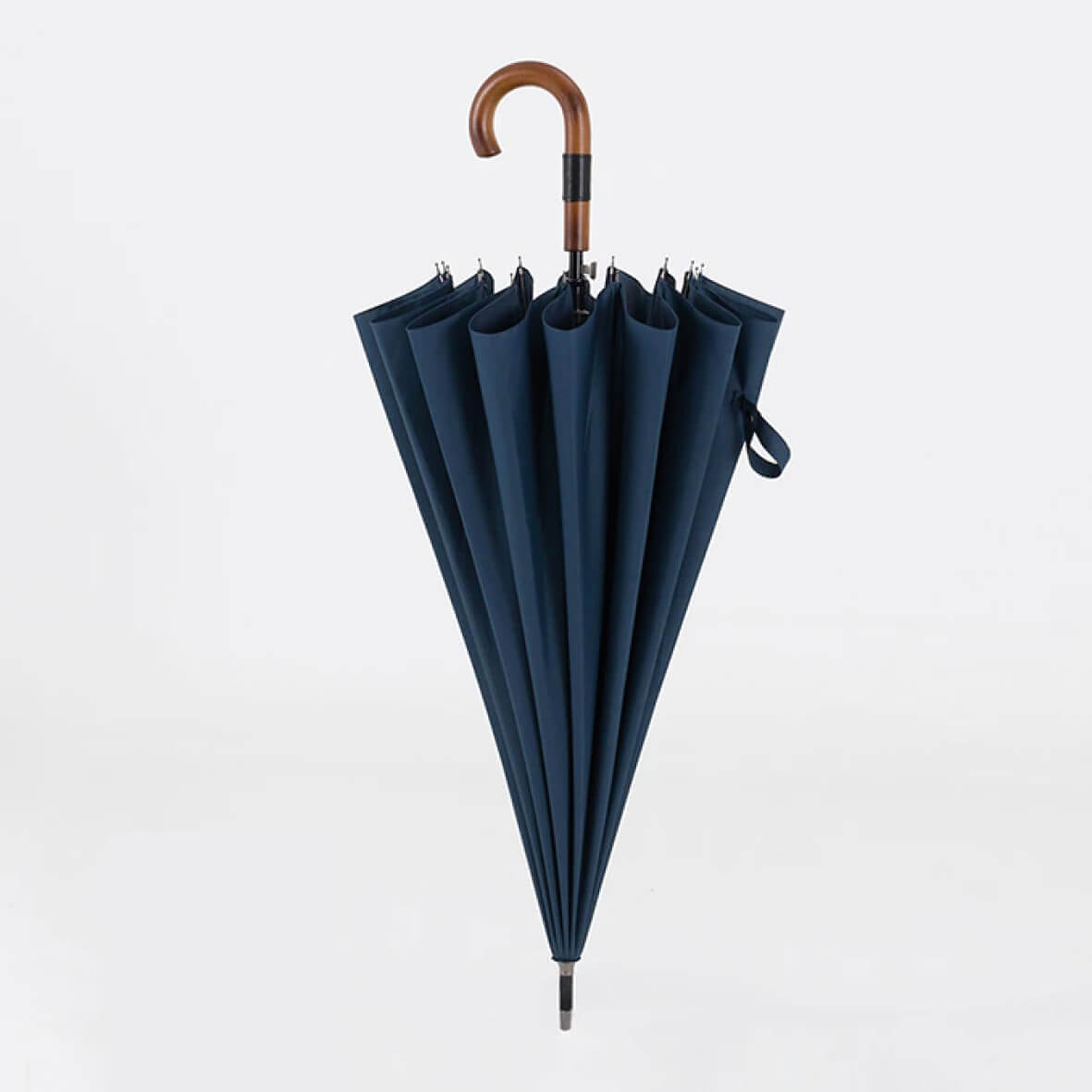 Großer Regenschirm mit Holzgriff – 120 cm Durchmesser - Marineblau - Regenschirme