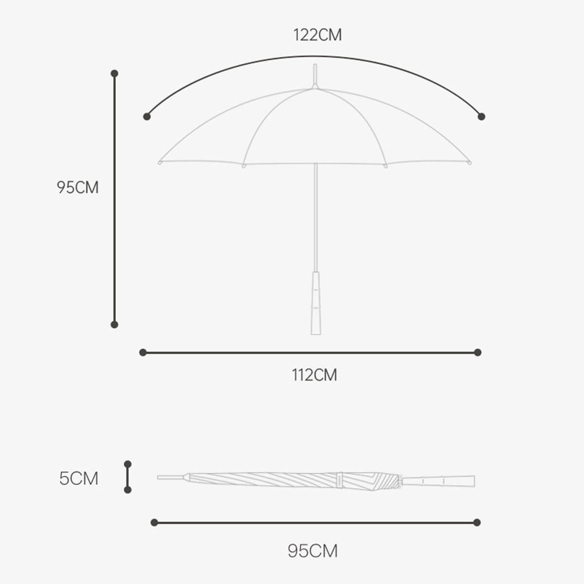 Großer Regenschirm mit Holzgriff – 122 cm Schirmdurchmesser - Regenschirme