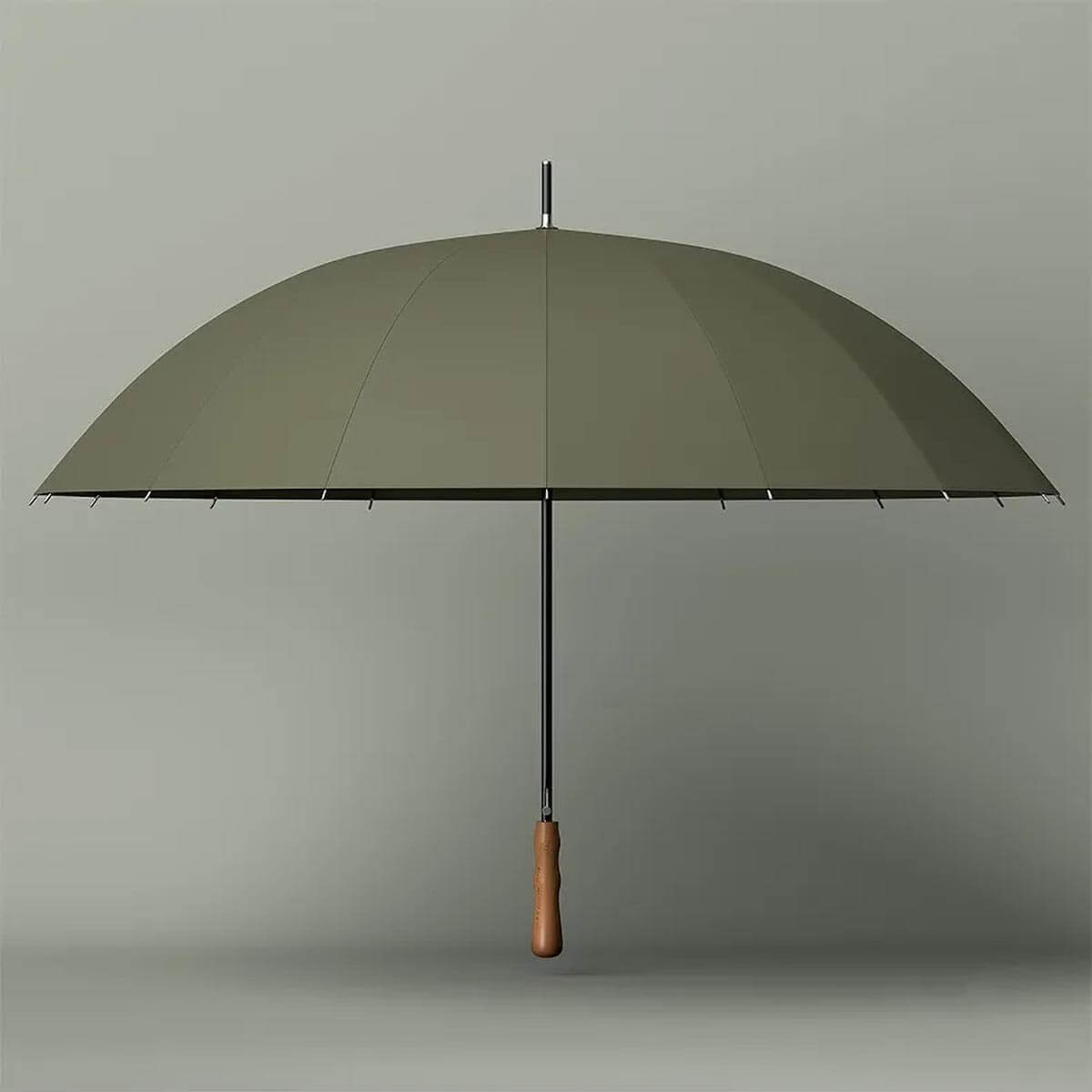 Großer Regenschirm mit Holzgriff und 16 Speichen – 120 cm - Regenschirme