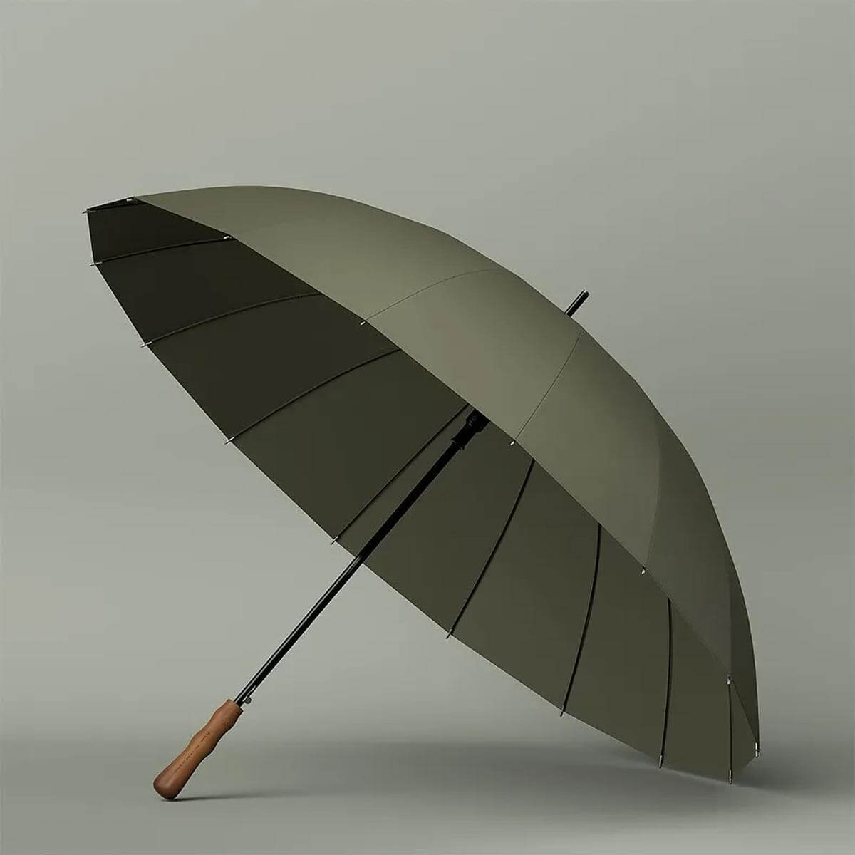 Großer Regenschirm mit Holzgriff und 16 Speichen – 120 cm - Regenschirme