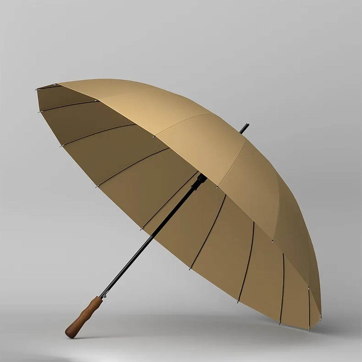 Großer Regenschirm mit Holzgriff und 16 Speichen – 120 cm - Regenschirme