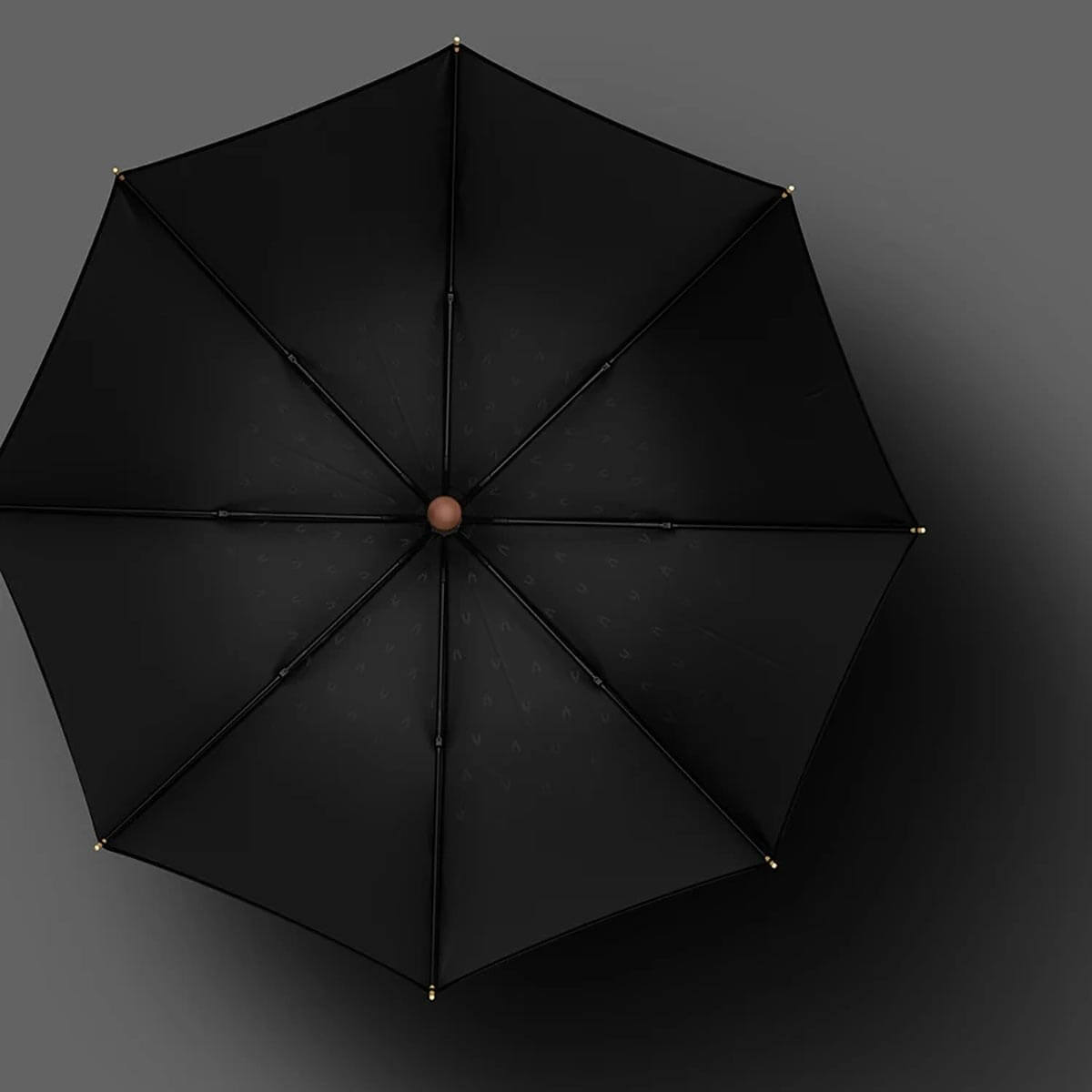 Großer schwarzer Regenschirm mit Holzgriff – 122 cm - Regenschirme