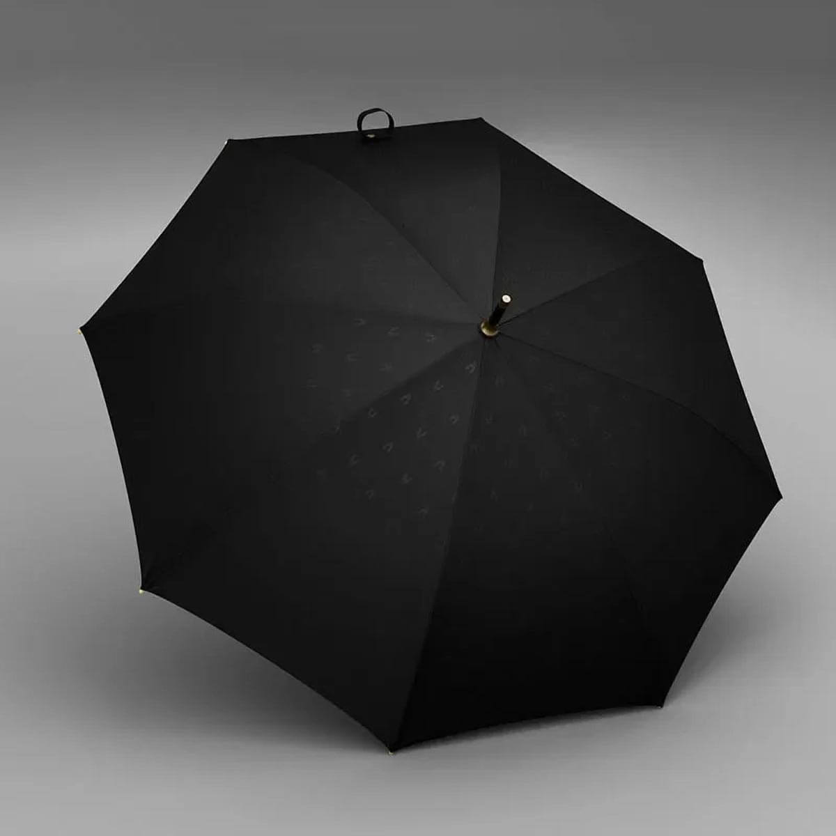 Großer schwarzer Regenschirm mit Holzgriff – 122 cm - Regenschirme