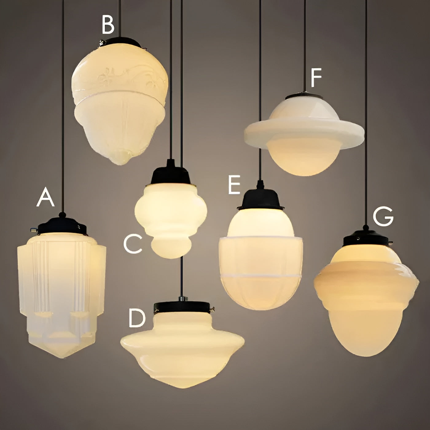 Hängelampe aus Milchglas – Vintage Design mit Geometrischem Glas - Pendelleuchte
