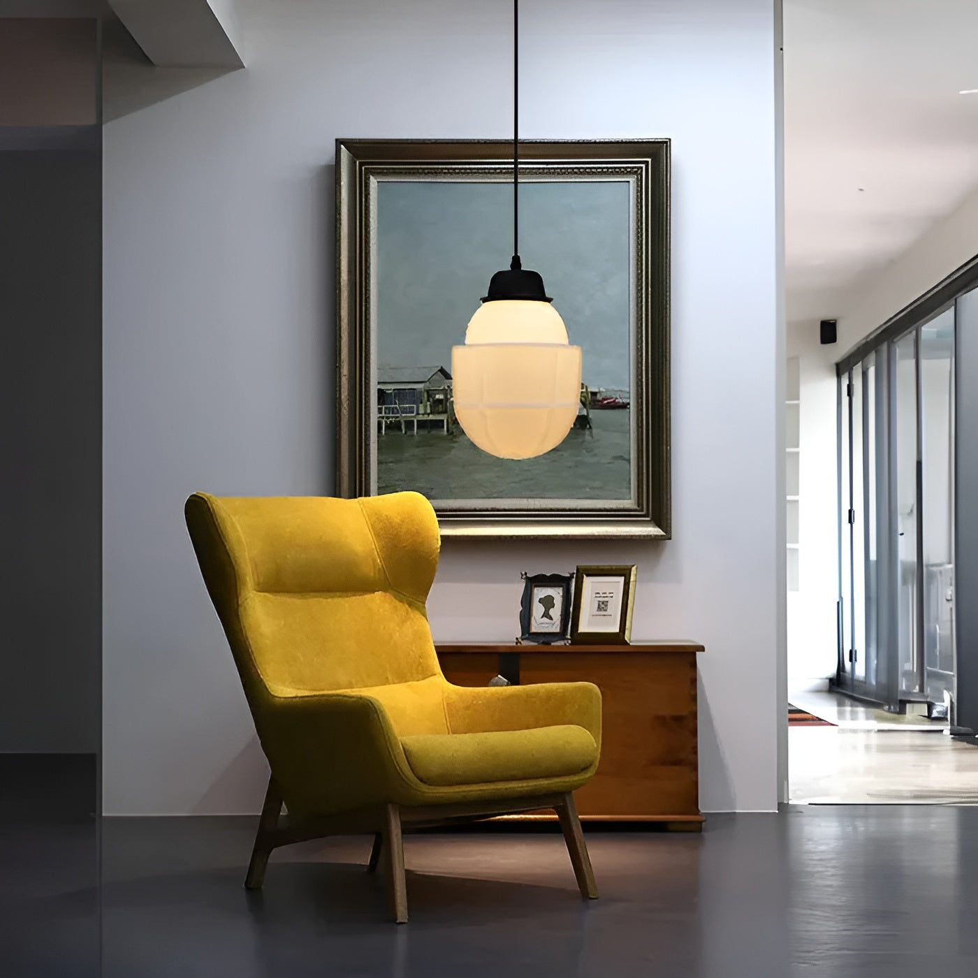 Hängelampe aus Milchglas – Vintage Design mit Geometrischem Glas - Pendelleuchte