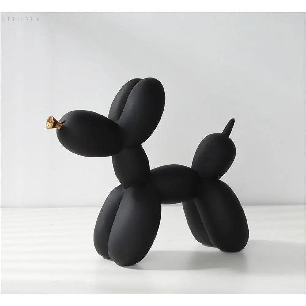 Haku - Ballonhundefigur mit goldener Schnauze - Schwarz - Skulptur