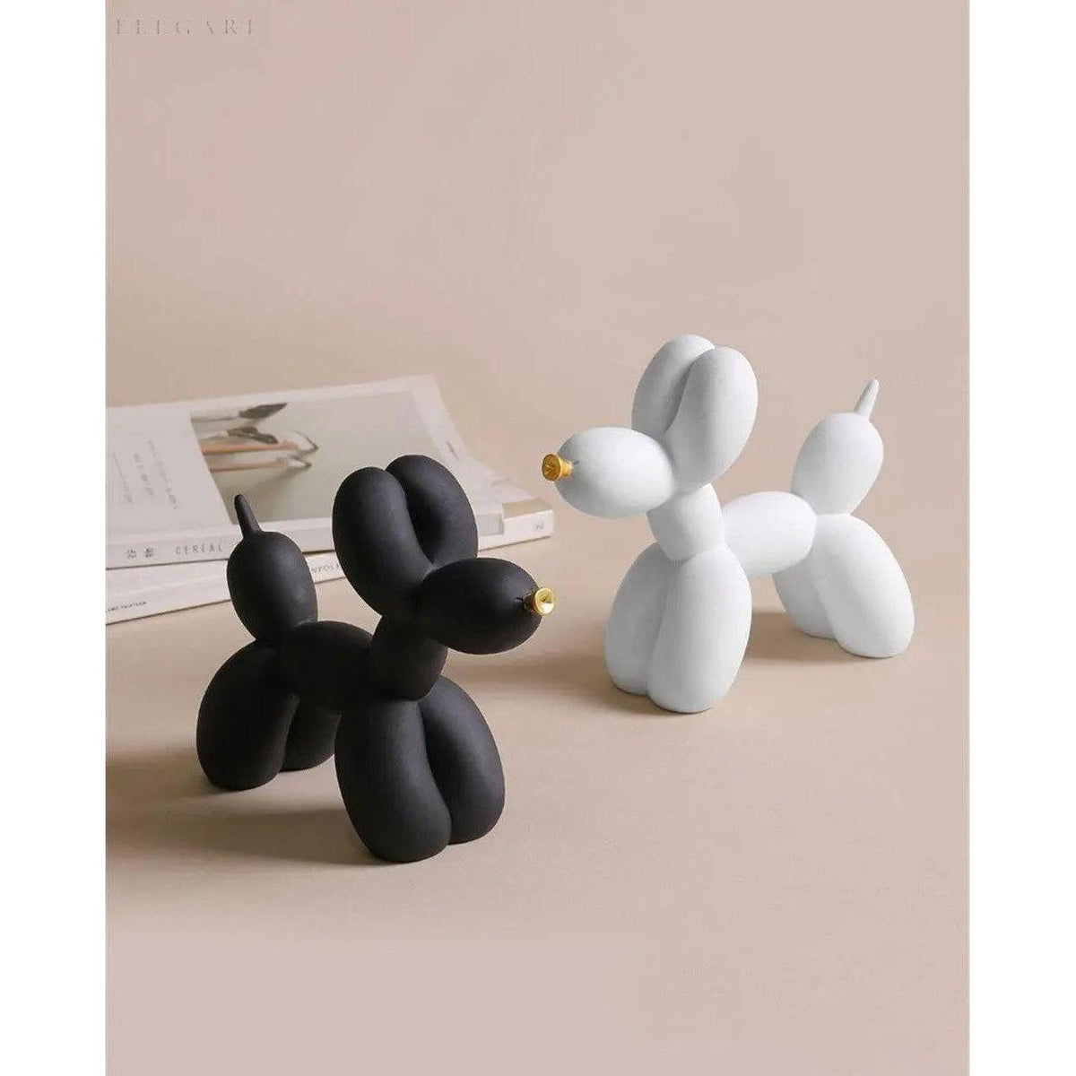 Haku - Ballonhundefigur mit goldener Schnauze - Skulptur