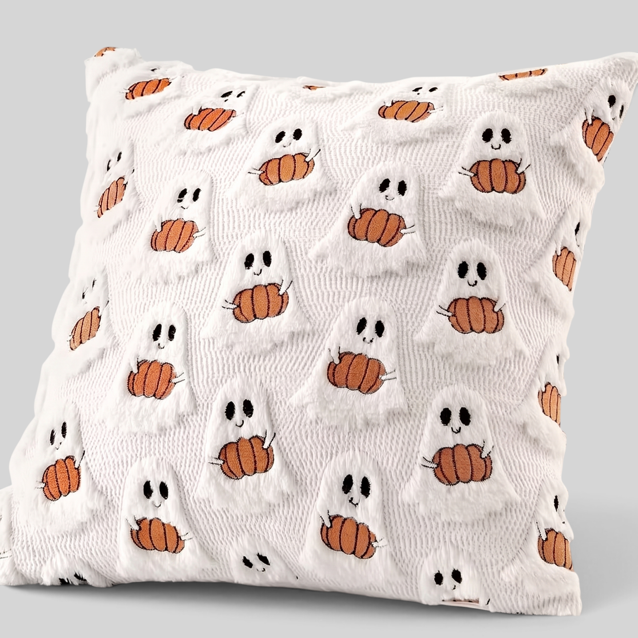 Halloween Dekokissen mit Geistern und Kürbissen – 45 x 45 cm - Beige - Halloween-Dekokissen