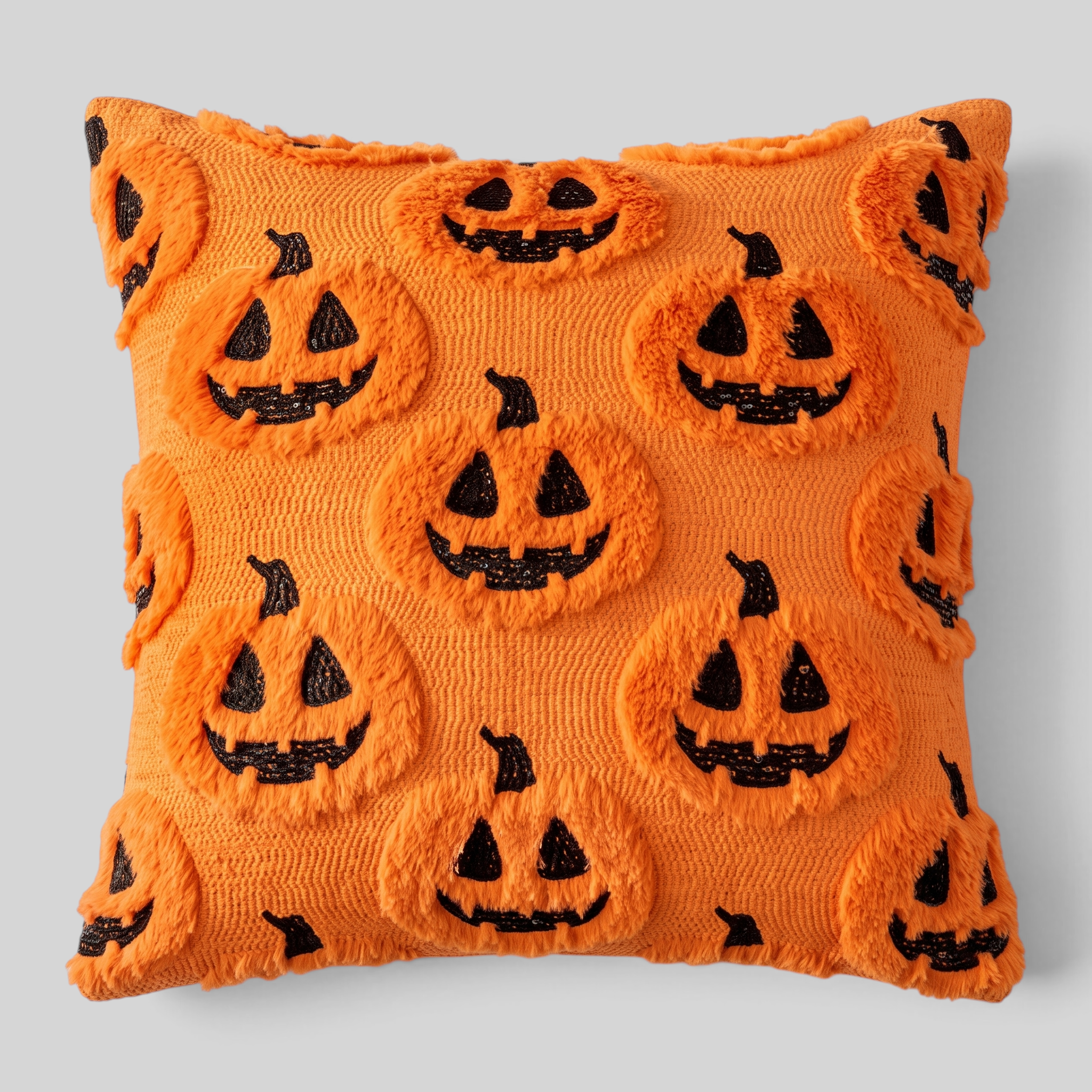Halloween Dekokissen mit Geistern und Kürbissen – 45 x 45 cm - Orange - Halloween-Dekokissen