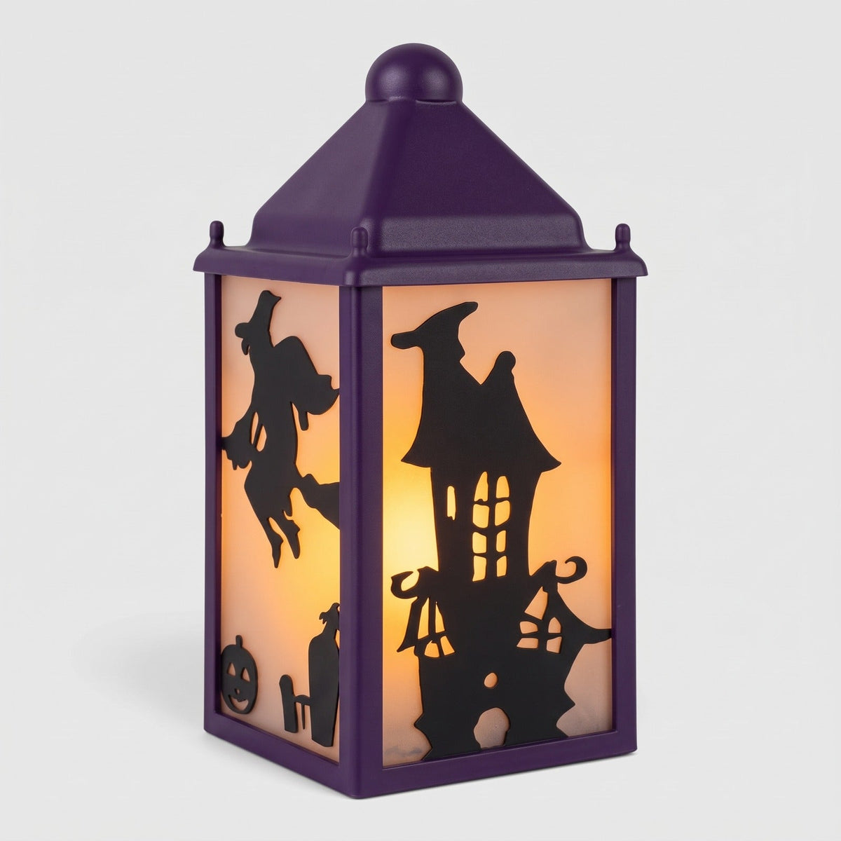 Halloween Teelichthalter Laterne – Gruselige Stimmungsdekoration - Violett - Halloween-Teelichthalter