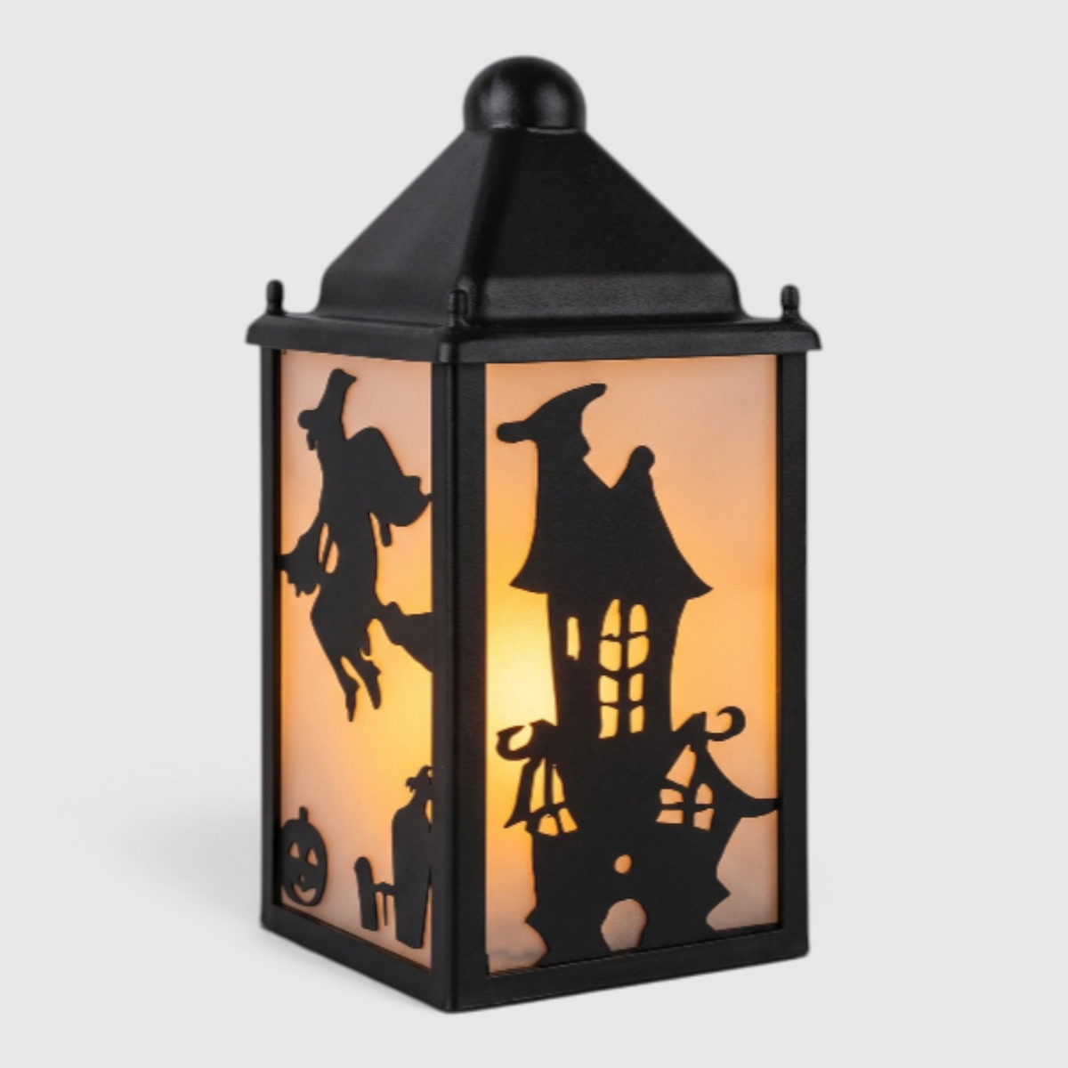 Halloween Teelichthalter Laterne – Gruselige Stimmungsdekoration - Schwarz - Halloween-Teelichthalter