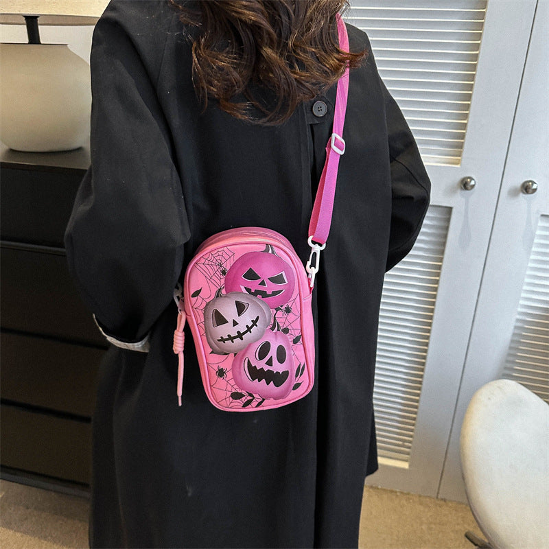 Halloween Umhängetasche Damen – Kompaktes Kürbis-Design - Geschenke – Saisonal – Halloween