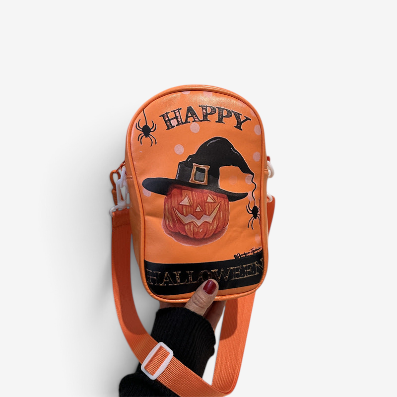 Halloween Umhängetasche Damen – Kompaktes Kürbis-Design - Orange / Einheitsgröße - Geschenke – Saisonal – Halloween