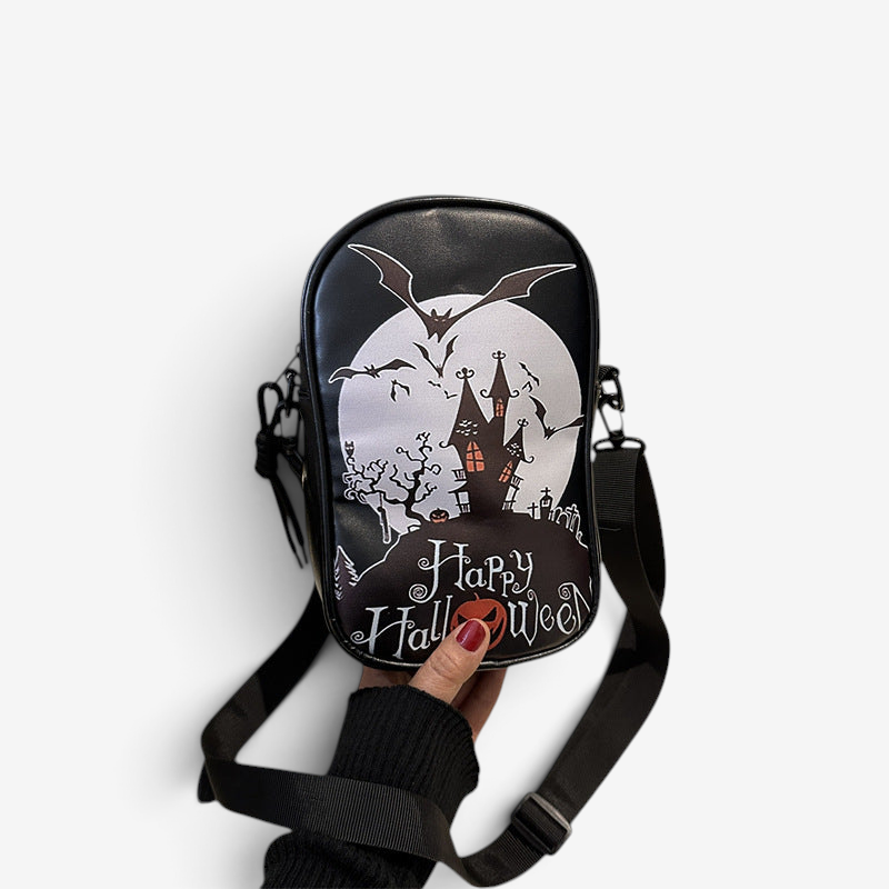 Halloween Umhängetasche Damen – Kompaktes Kürbis-Design - Schwarz / Einheitsgröße - Geschenke – Saisonal – Halloween