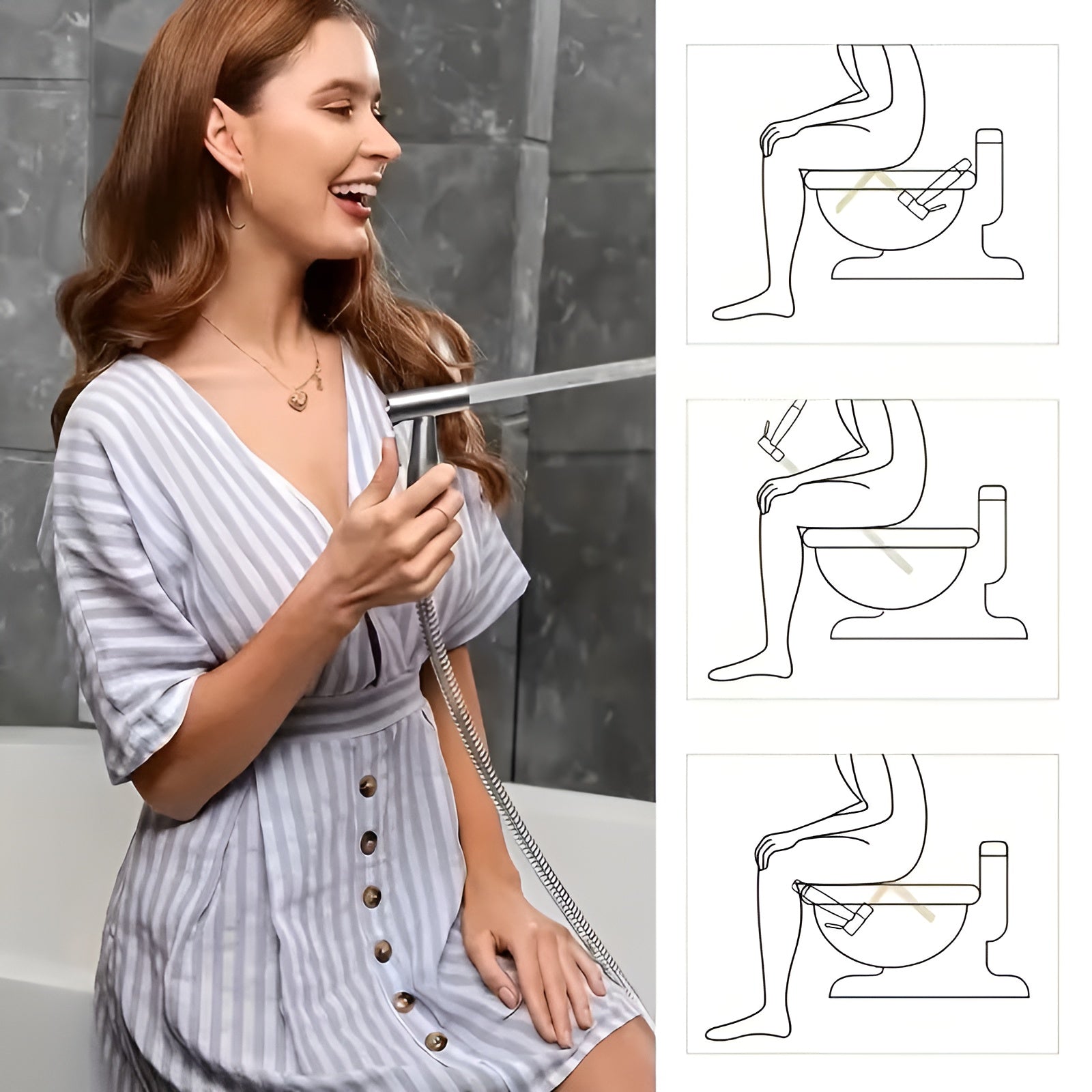 Handbrause Set für Dusche – Leistungsstarker Duschkopf | Mit Schlauch & Wandhalterung ohne Bohren - Bidet-Duschen