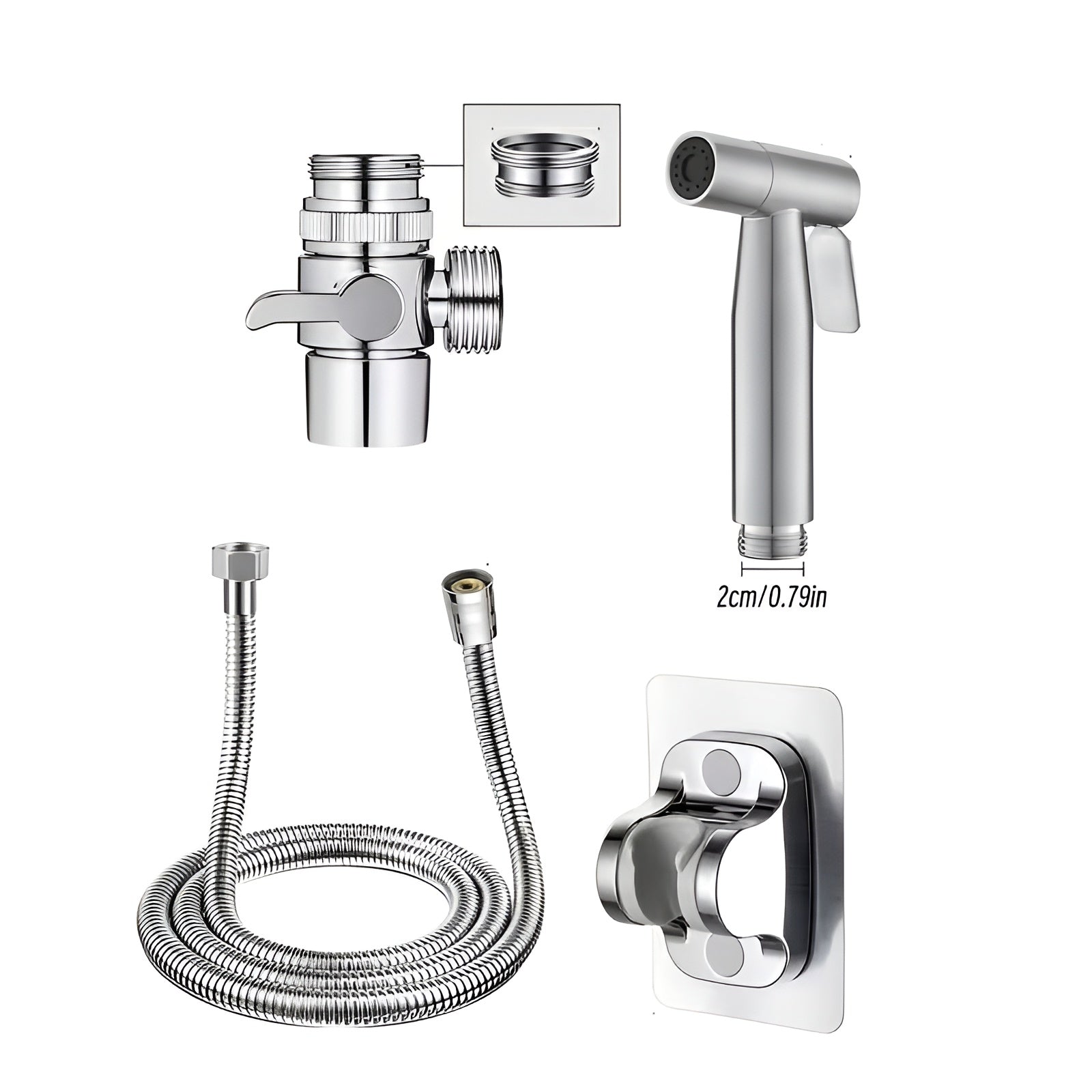 Handbrause Set für Dusche – Leistungsstarker Duschkopf | Mit Schlauch & Wandhalterung ohne Bohren - Bidet-Duschen