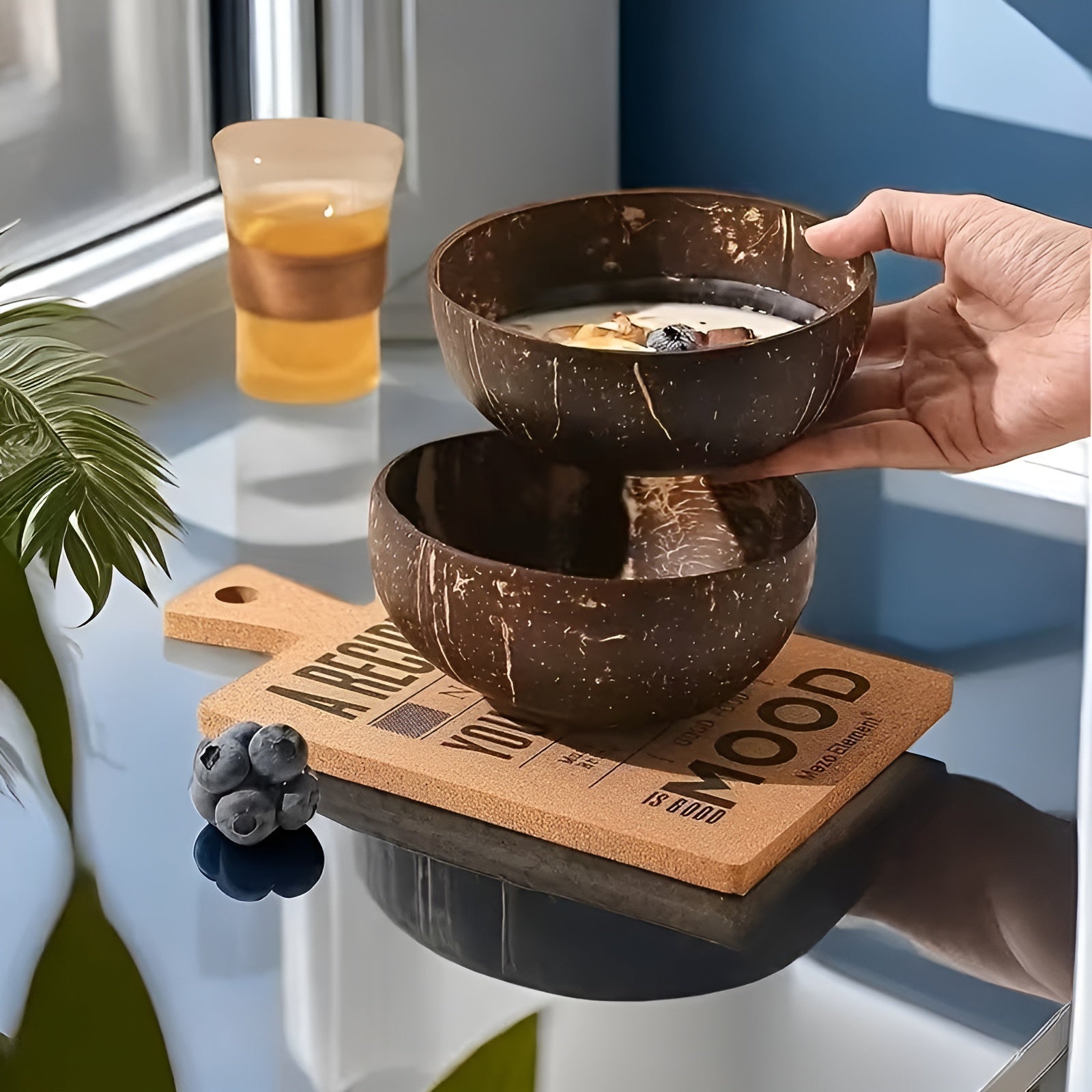 Handgefertigte Kokosnussschale – Natürlich und Nachhaltig | Ideal für Smoothie Bowls Salate und Frühstück - Schüsseln