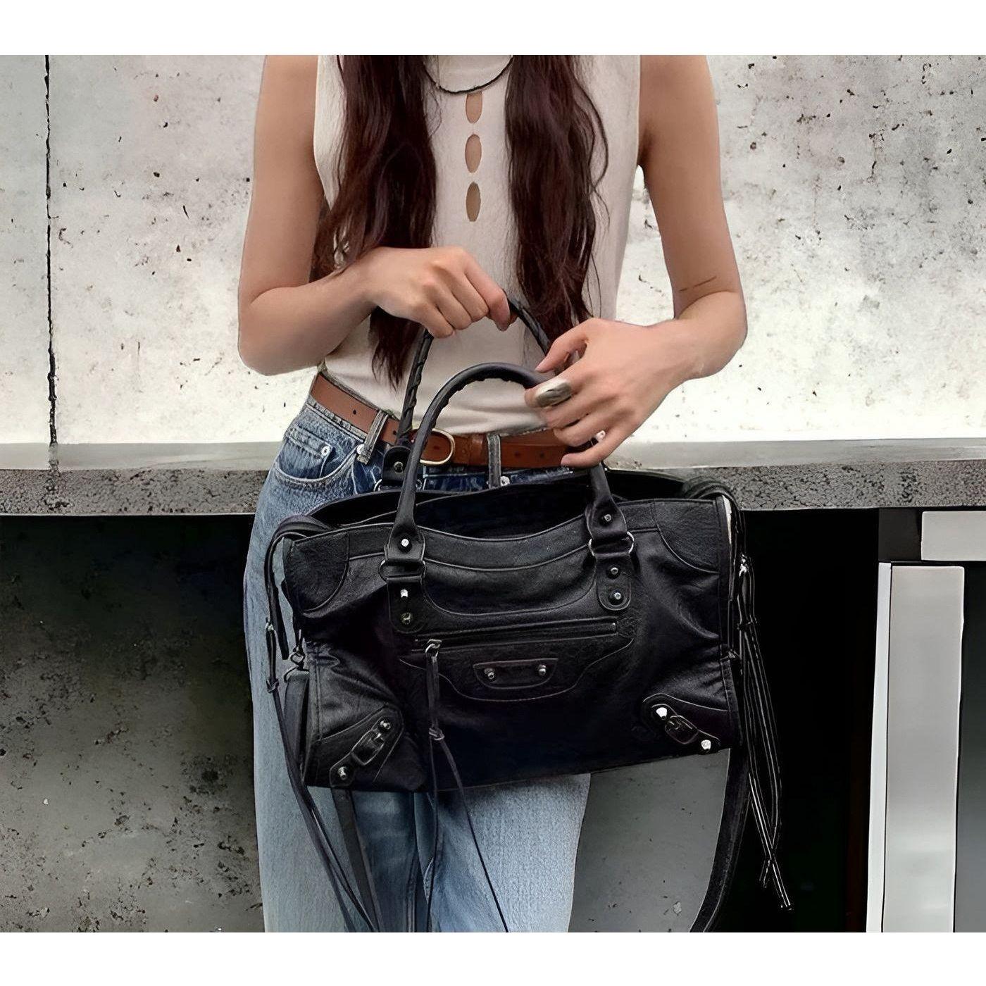 Handtasche für Damen – Klassisch Elegant & Geräumig | Perfekt für Alltag & Büro - Schwarz - Handtasche