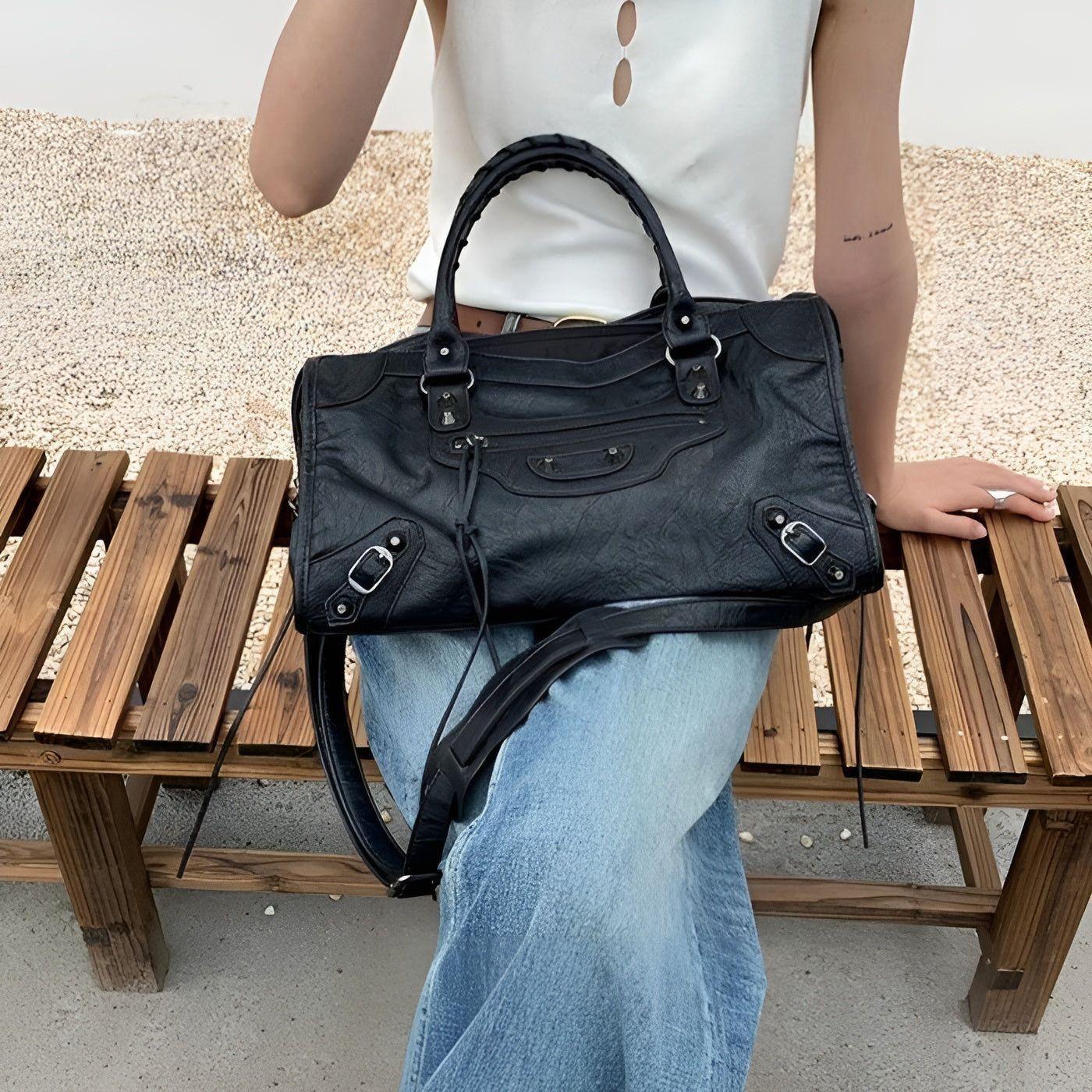 Handtasche für Damen – Klassisch Elegant & Geräumig | Perfekt für Alltag & Büro - Schwarz - Handtasche