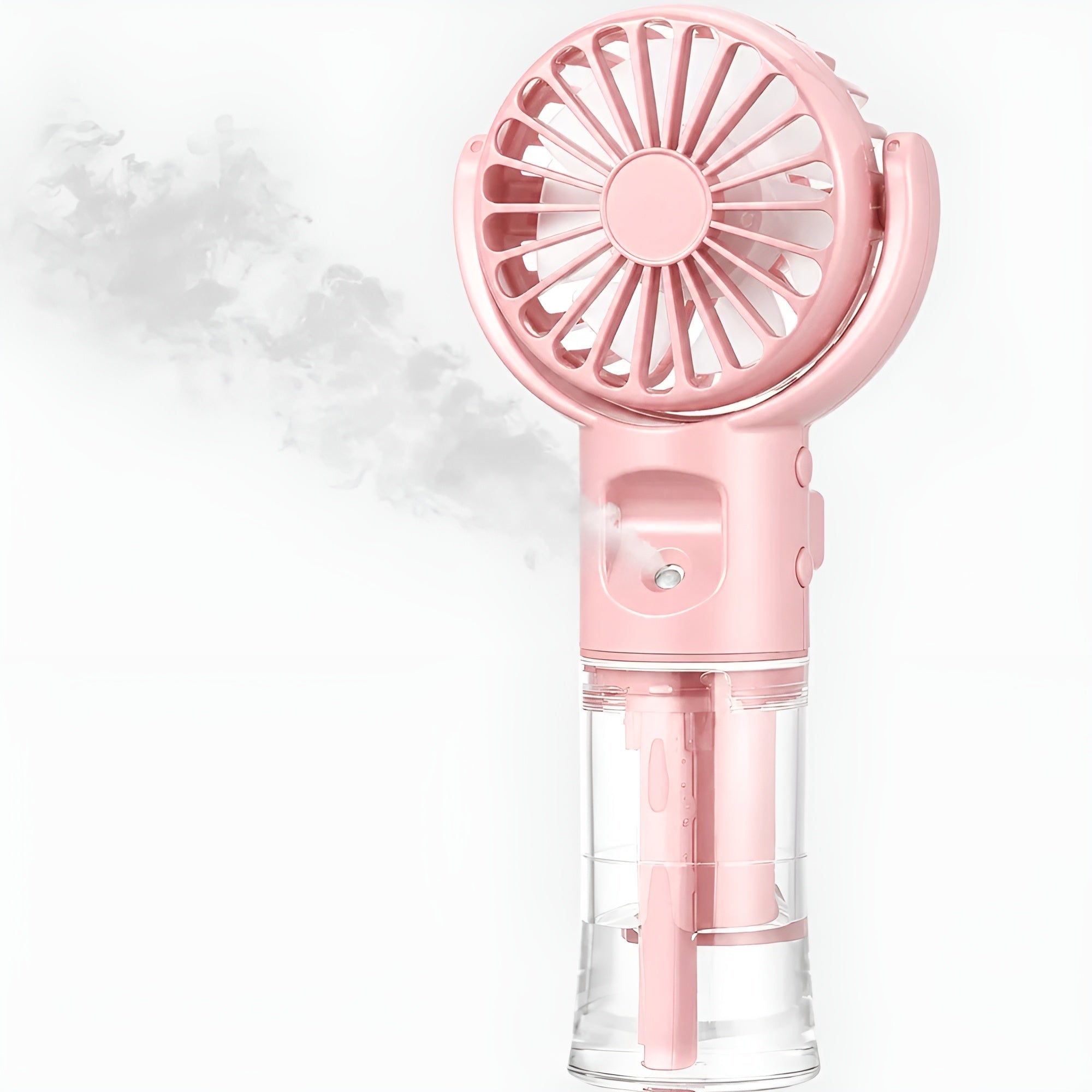 Handventilator mit Sprühfunktion – USB-aufladbar mit Drehkopf und 4 Geschwindigkeitsstufen - Rosa - Handventilator