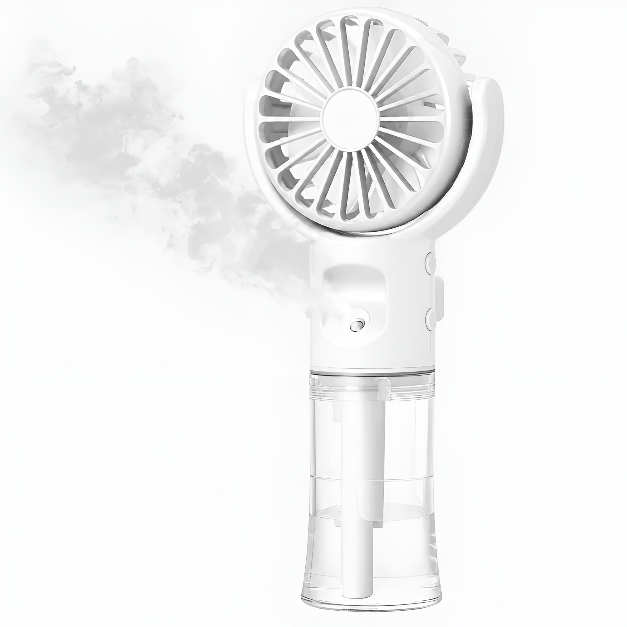 Handventilator mit Sprühfunktion – USB-aufladbar mit Drehkopf und 4 Geschwindigkeitsstufen - Weiß - Handventilator
