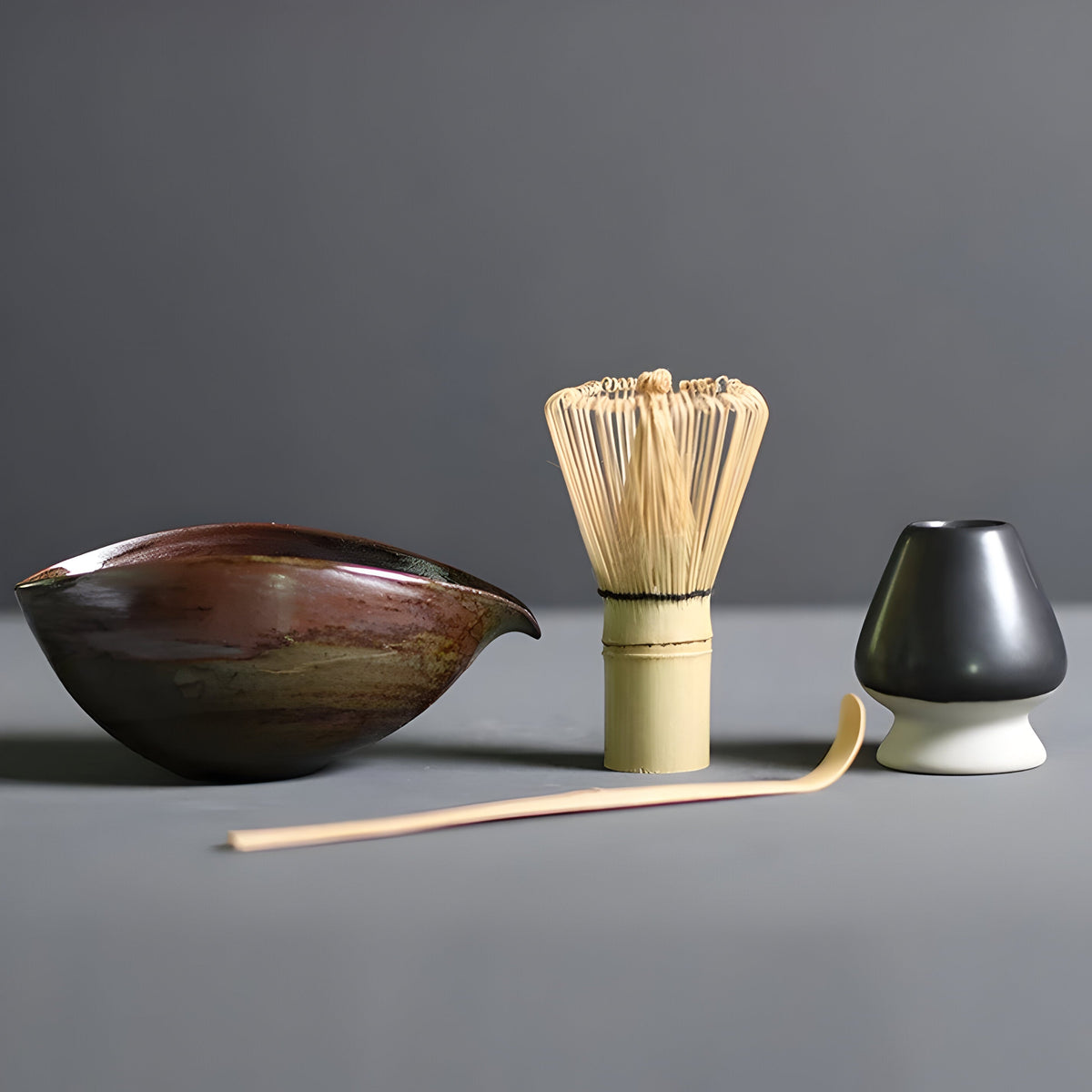 HarmonyMatcha Set – 4-teiliges Matcha-Tee-Set - Braun - Matcha-Set