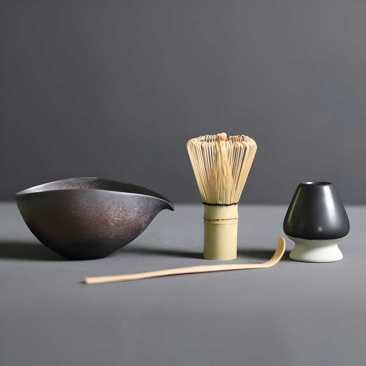 HarmonyMatcha Set – 4-teiliges Matcha-Tee-Set - Braun-Schwarz - Matcha-Set