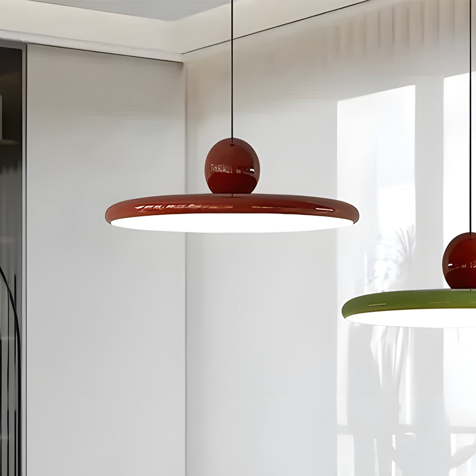 HavenHalo Light - Nordische LED-Glas-Pendelleuchte - Rot / 30cm - Pendelleuchte