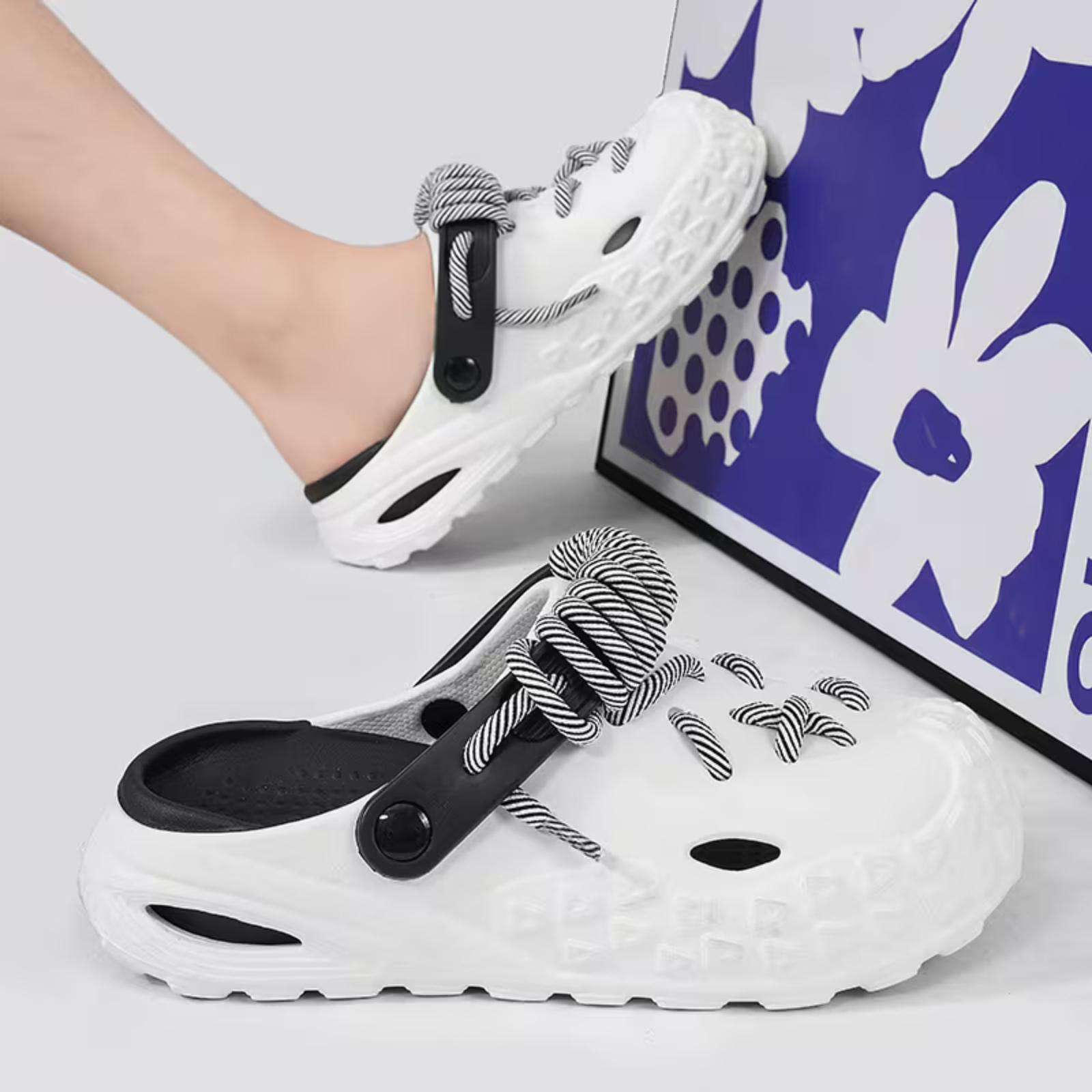 Herren Freizeitsandalen – Leichte Sommersandalen für Herren - 36-36.5 / Weiß und Schwarz - Hausschuhe