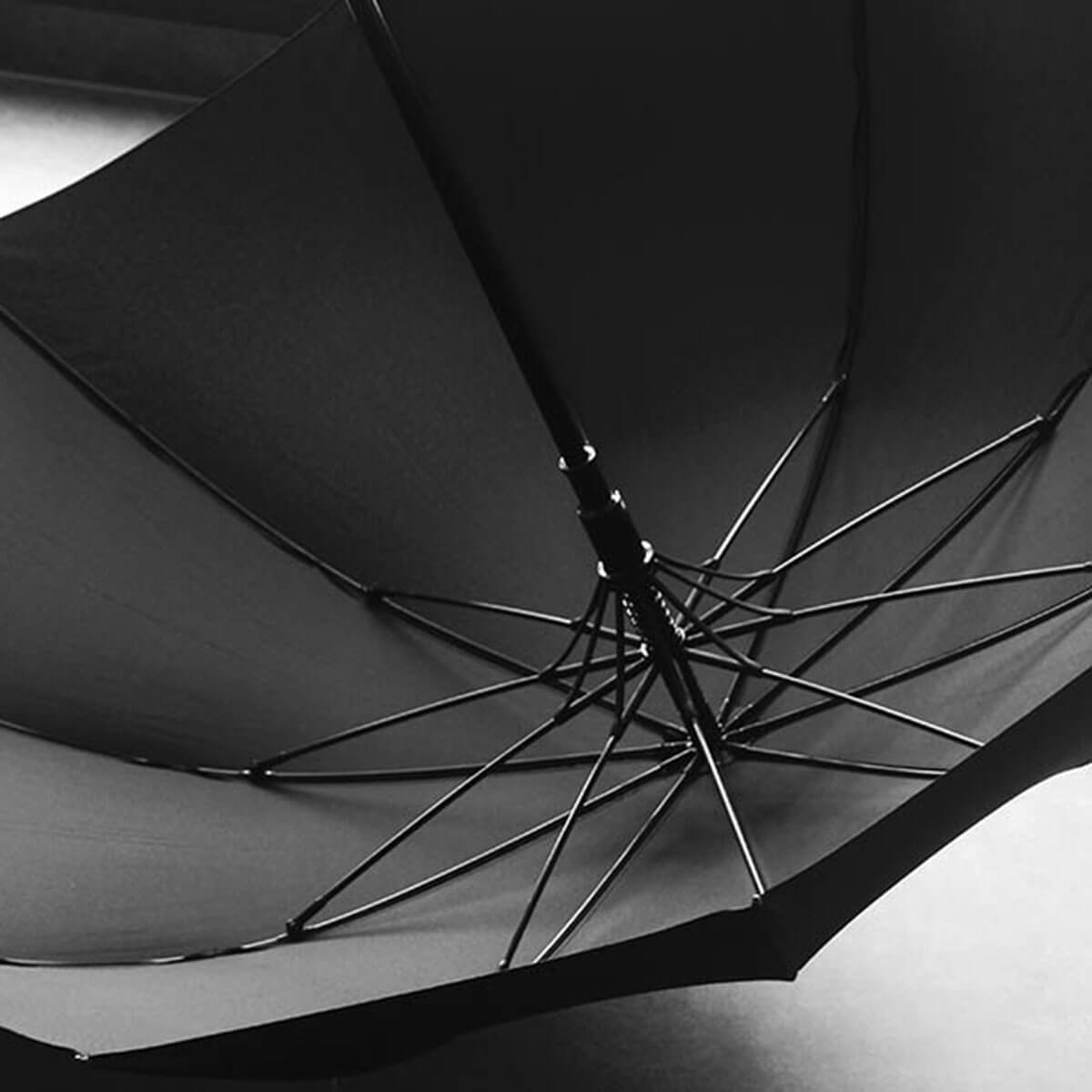 Herren Stockschirm mit Holzgriff – 110 cm Schirm - Schwarz - Regenschirme