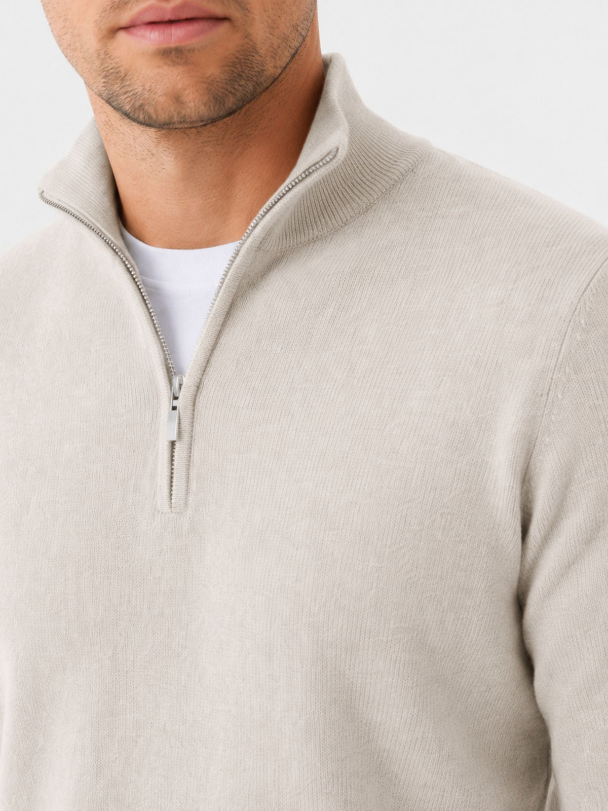 Herren Wollpullover mit Reißverschluss und Stehkragen - Bekleidung & Accessoires > Herrenoberbekleidung > Pullover &
