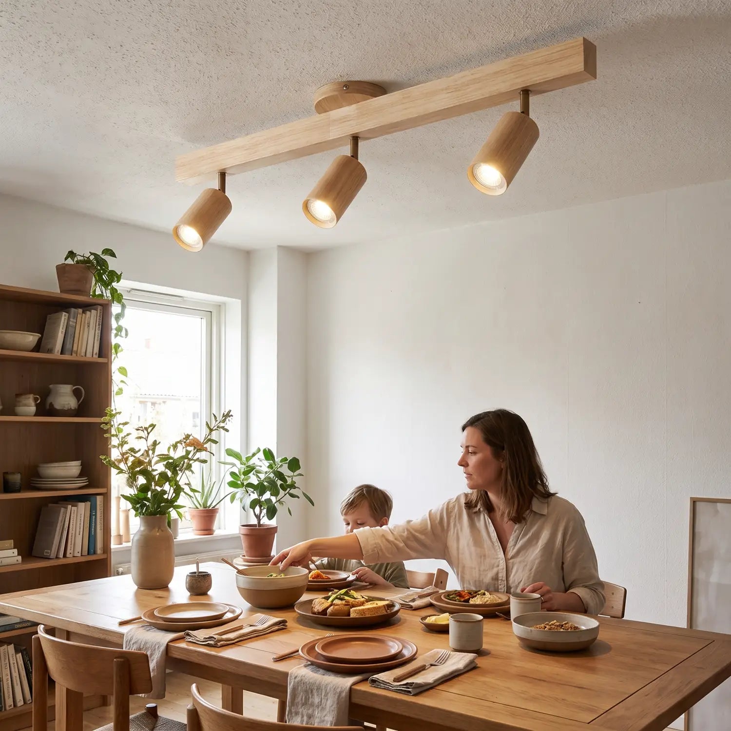 Spot da soffitto in legno massello – Regolabile Rovere Bianco o Noce