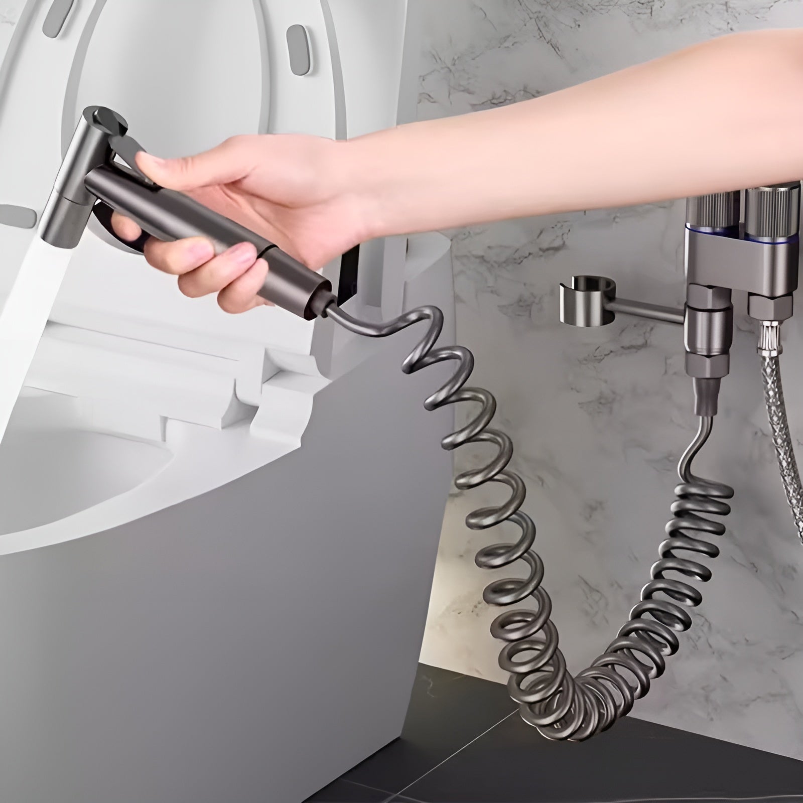 Hochdruck Handbidet – Edelstahl Duschbrause Set | Für WC und Badezimmer - Schwarzes A - Bidet-Duschen