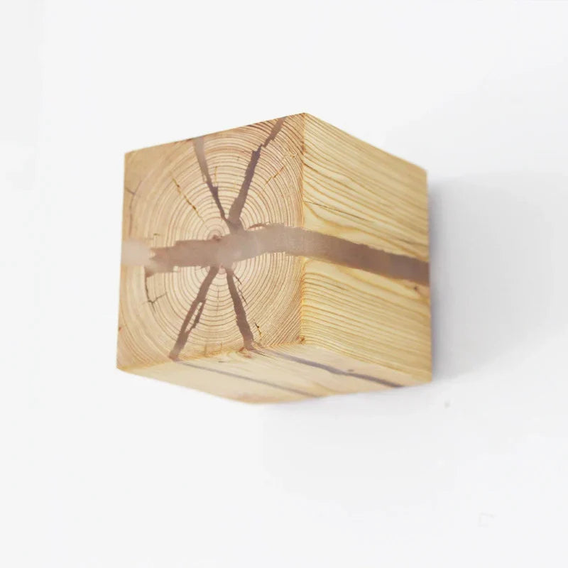 Holz-Wandleuchte mit kubischem Design – Warmes LED-Licht - Wandleuchten