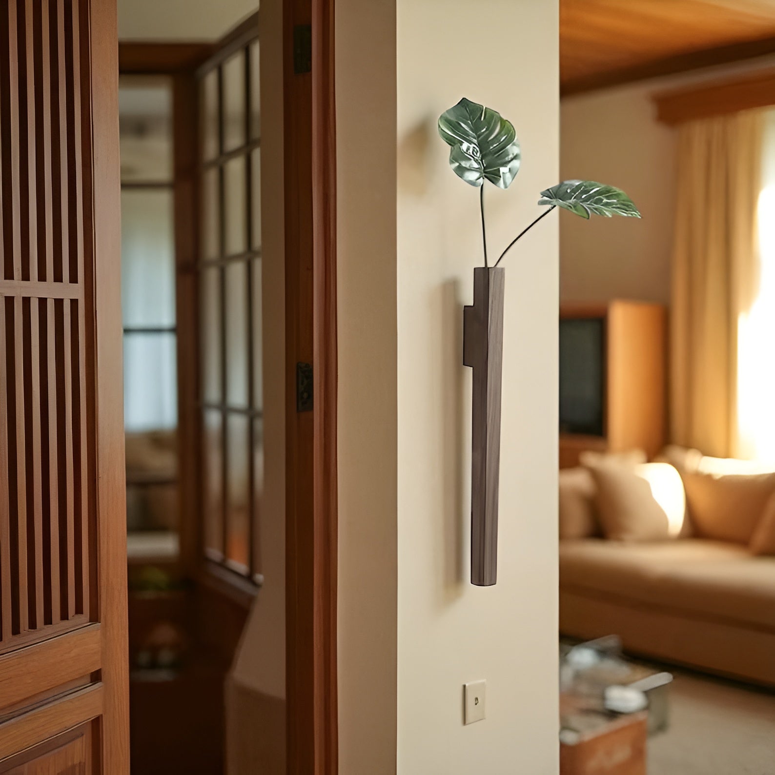 Holz Wandvase – Rustikale und Dekorative Wanddekoration | Ideal für Moderne Wohnräume - Vase
