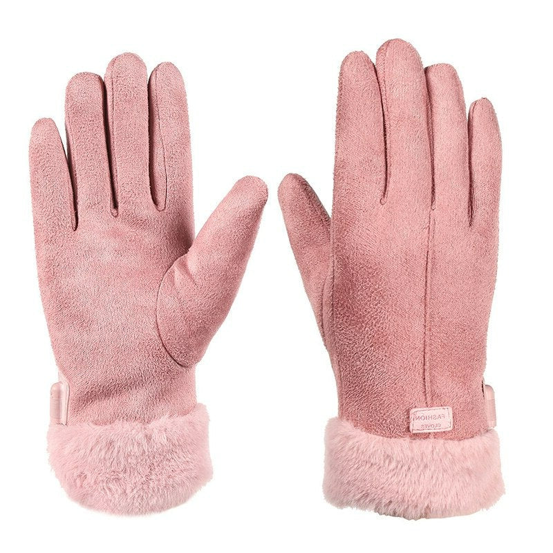Winterhandschuhe Damen mit Touchscreen-Zeigefinger in Rosa