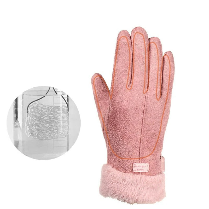 Damen Touchscreen Winterhandschuhe in Rosa – winddicht und warm