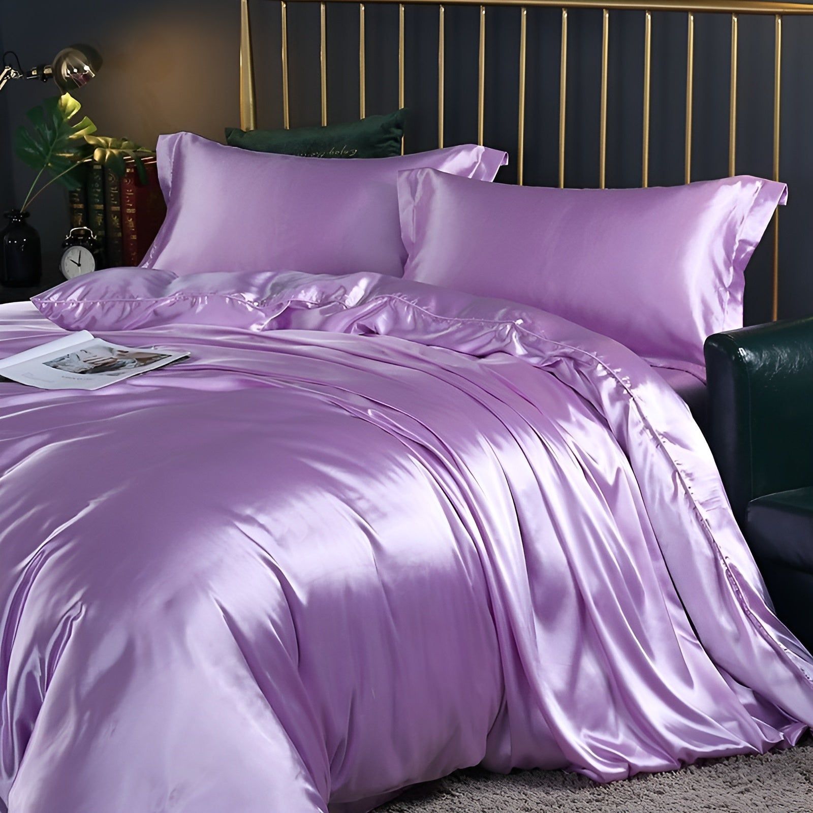 RoyalSilk Bettwäsche - Luxuriöses Satin Bettdecken Set (1 Flachlaken + 1 Bettbezug + 2 Kissenbezüge) Elegare