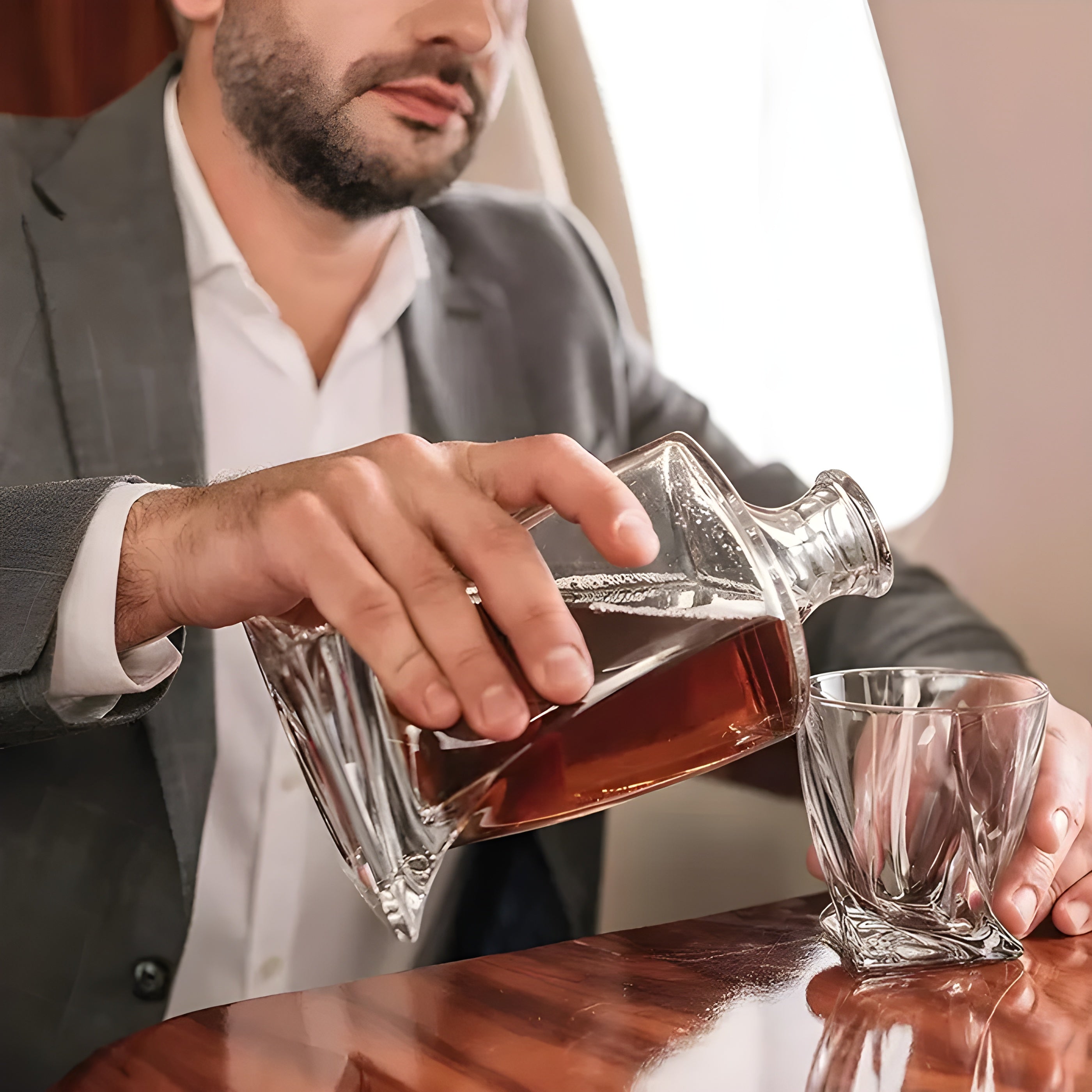 Whiskey Dekanter Set – Luxuriöse Karaffe mit Gläsern und Kühlsteinen
