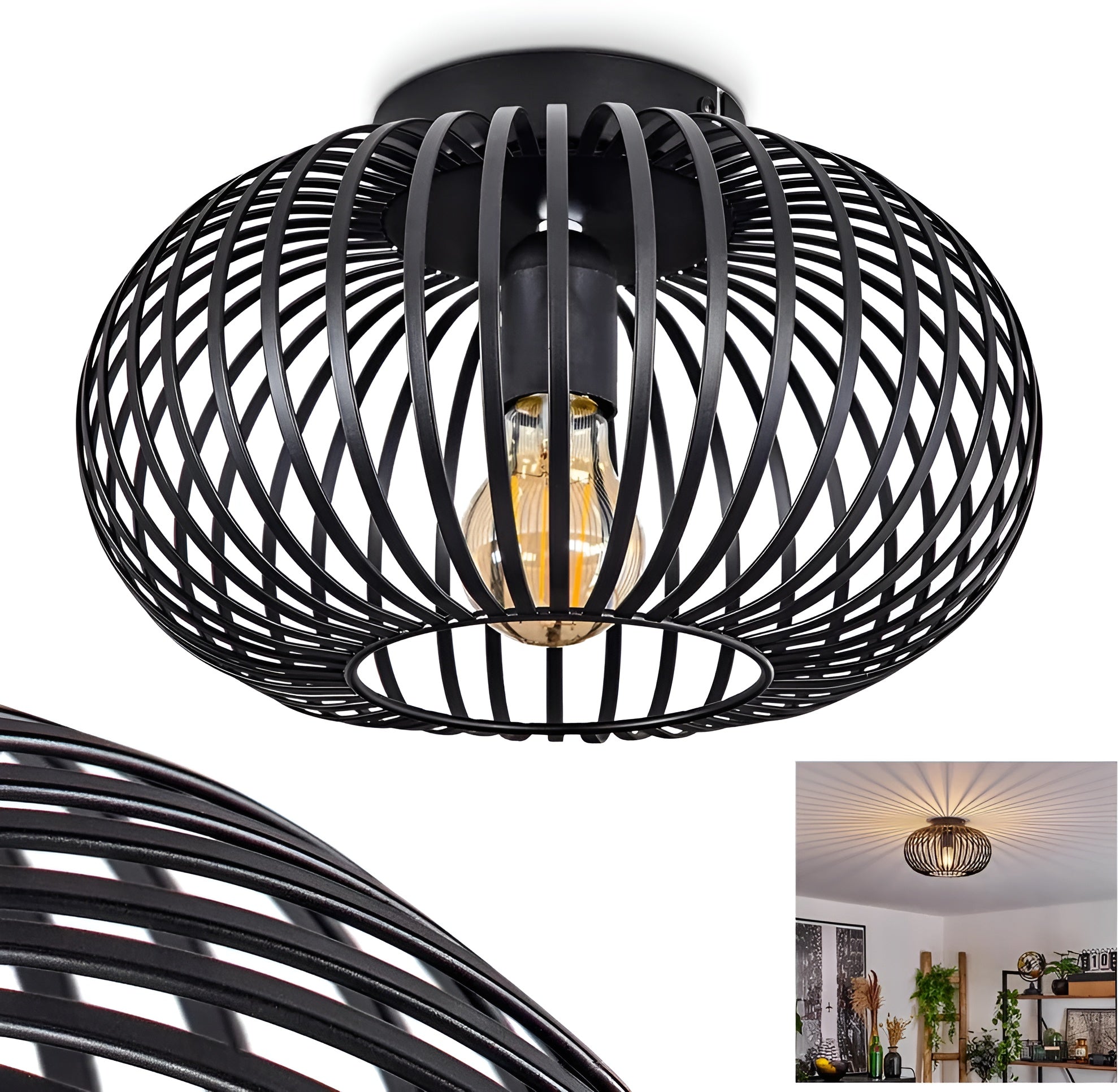 Industrielle Deckenleuchte im Laternen-Design – Dekorative Lampe für Flur, Balkon, Wohnzimmer & Esszimmer
