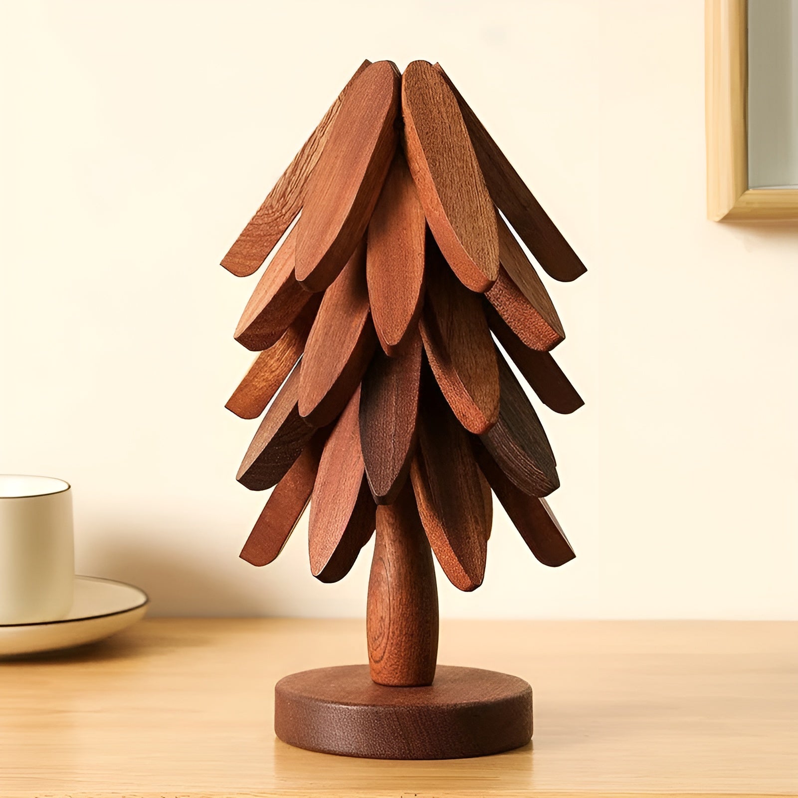 Weihnachtsbaum-Untersetzer zum Ausklappen – Dekorativ & Praktisch | Ideal für Getränke & Festtage - 5 Untersetzer
